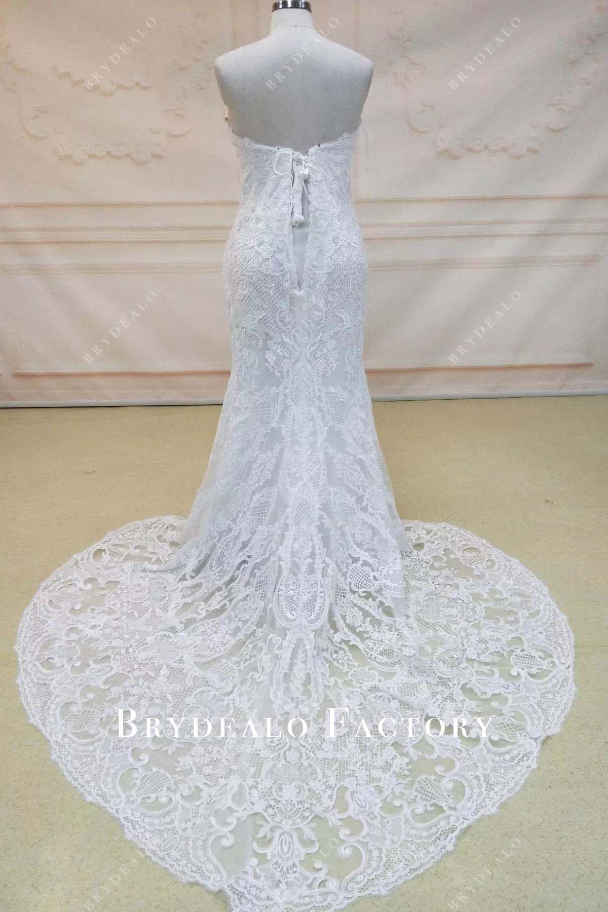 lace mermaid court train wedding dress