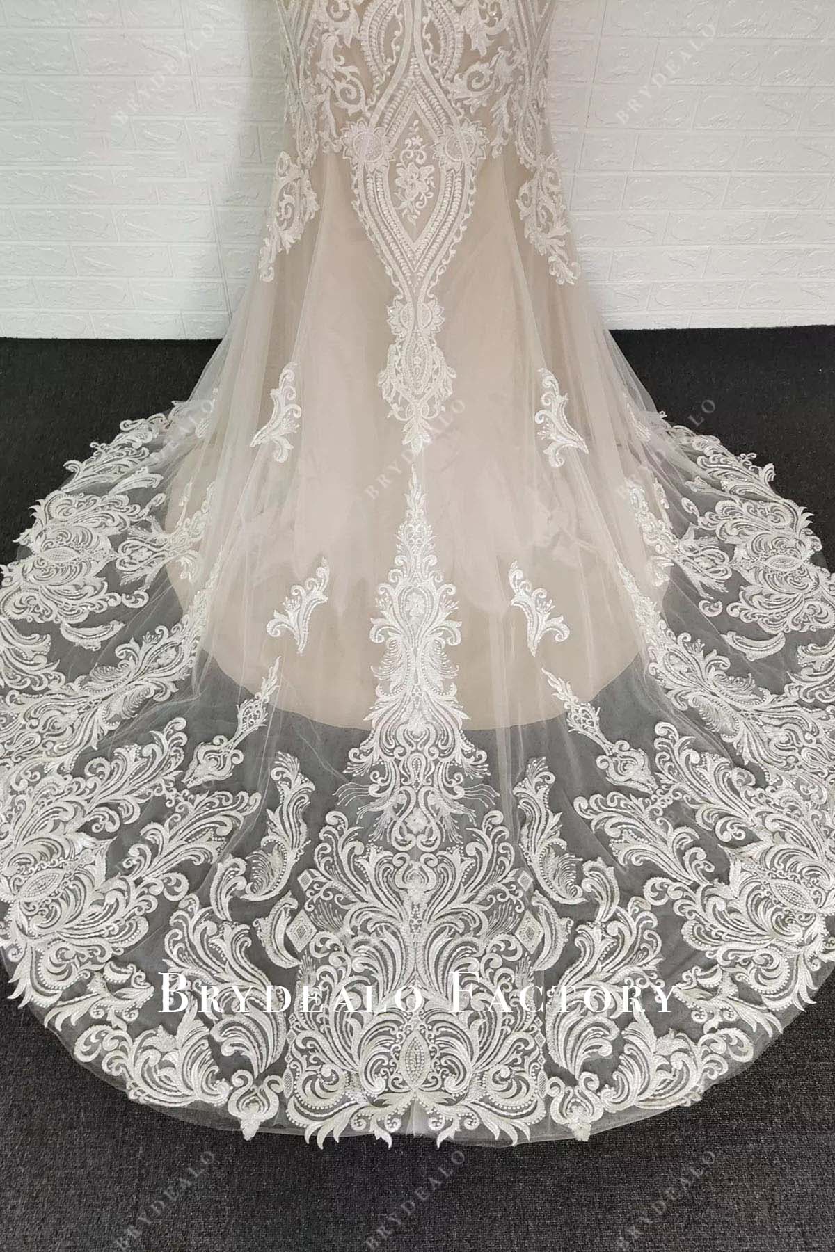 lace mermaid court train wedding dress