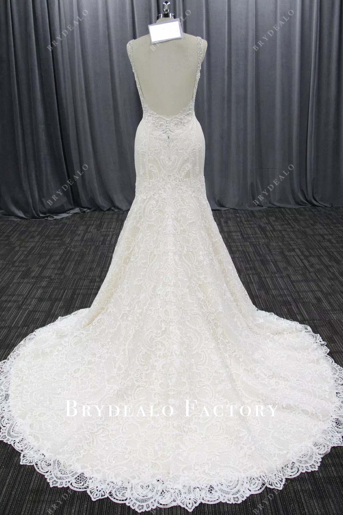 lace mermaid court train wedding dress