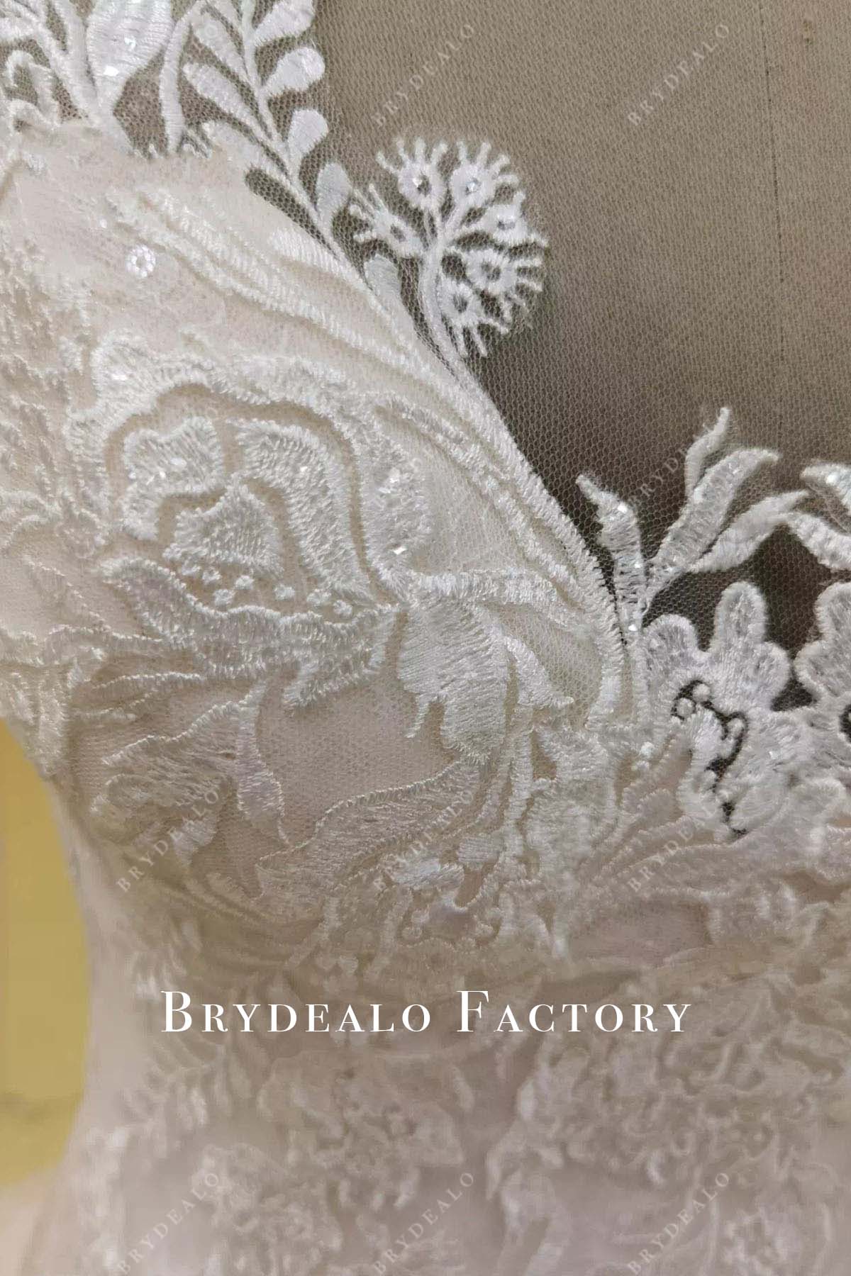 lace sequined wedding dress
