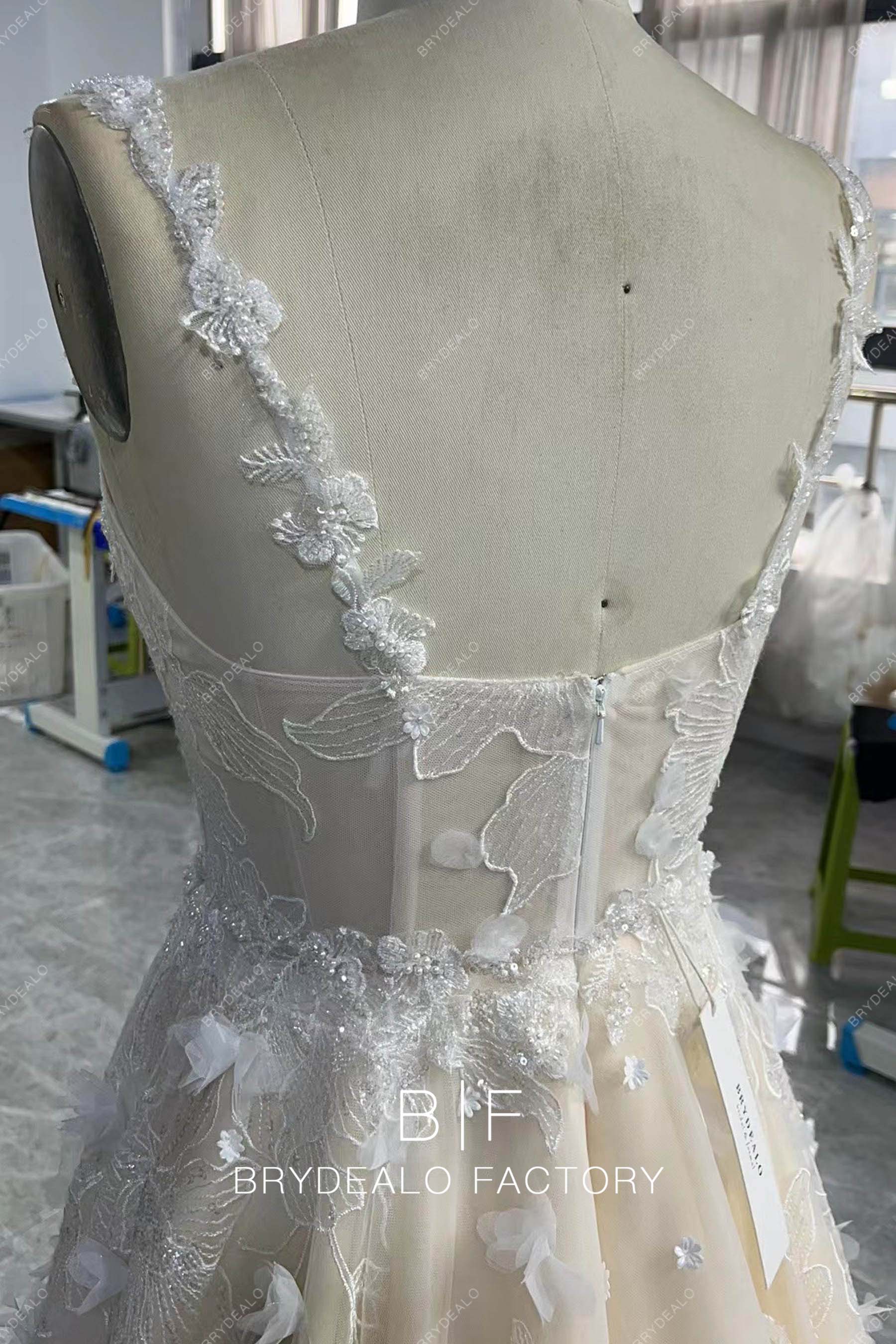 lace straps custom wedding dress