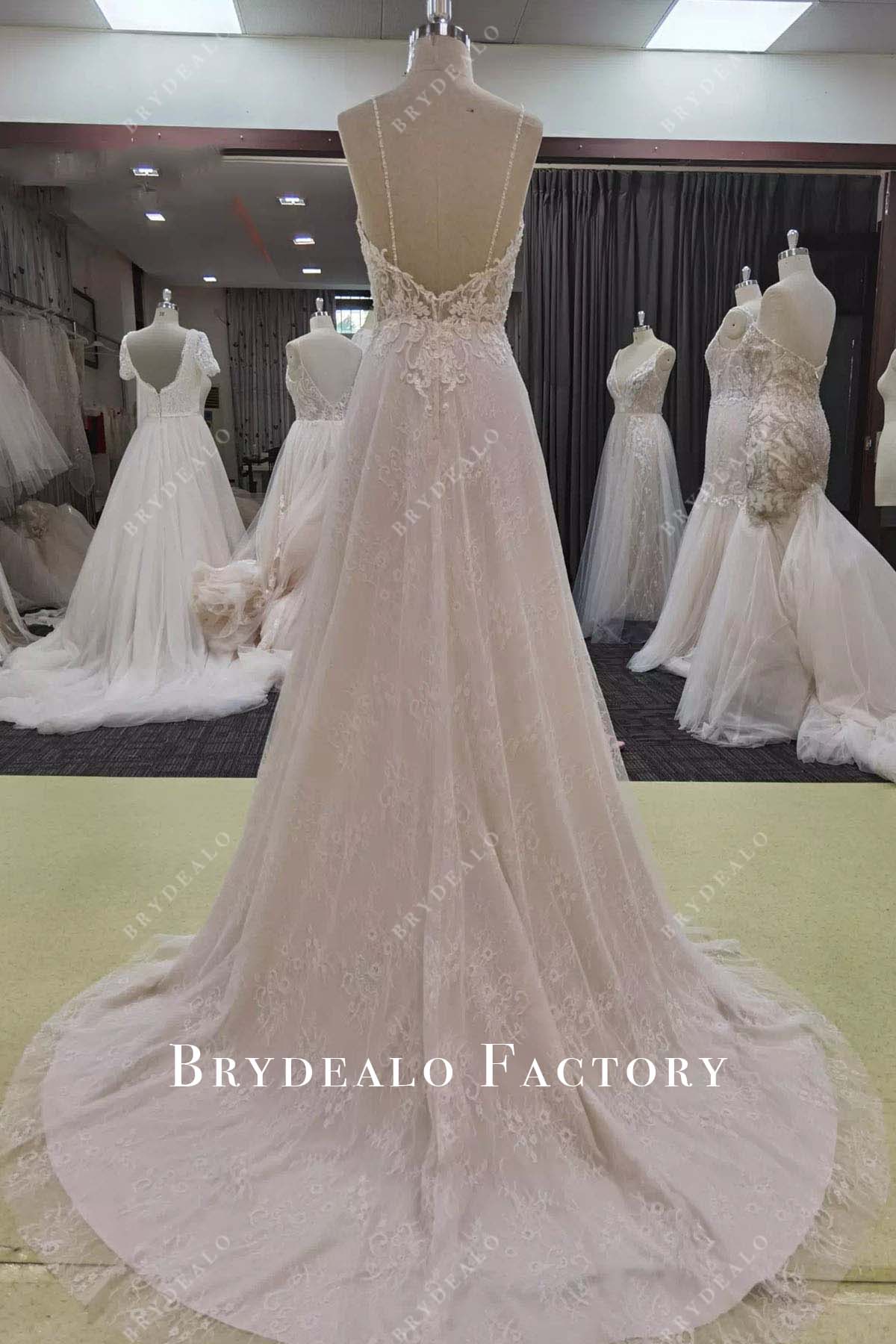 lace sweep train wedding dress
