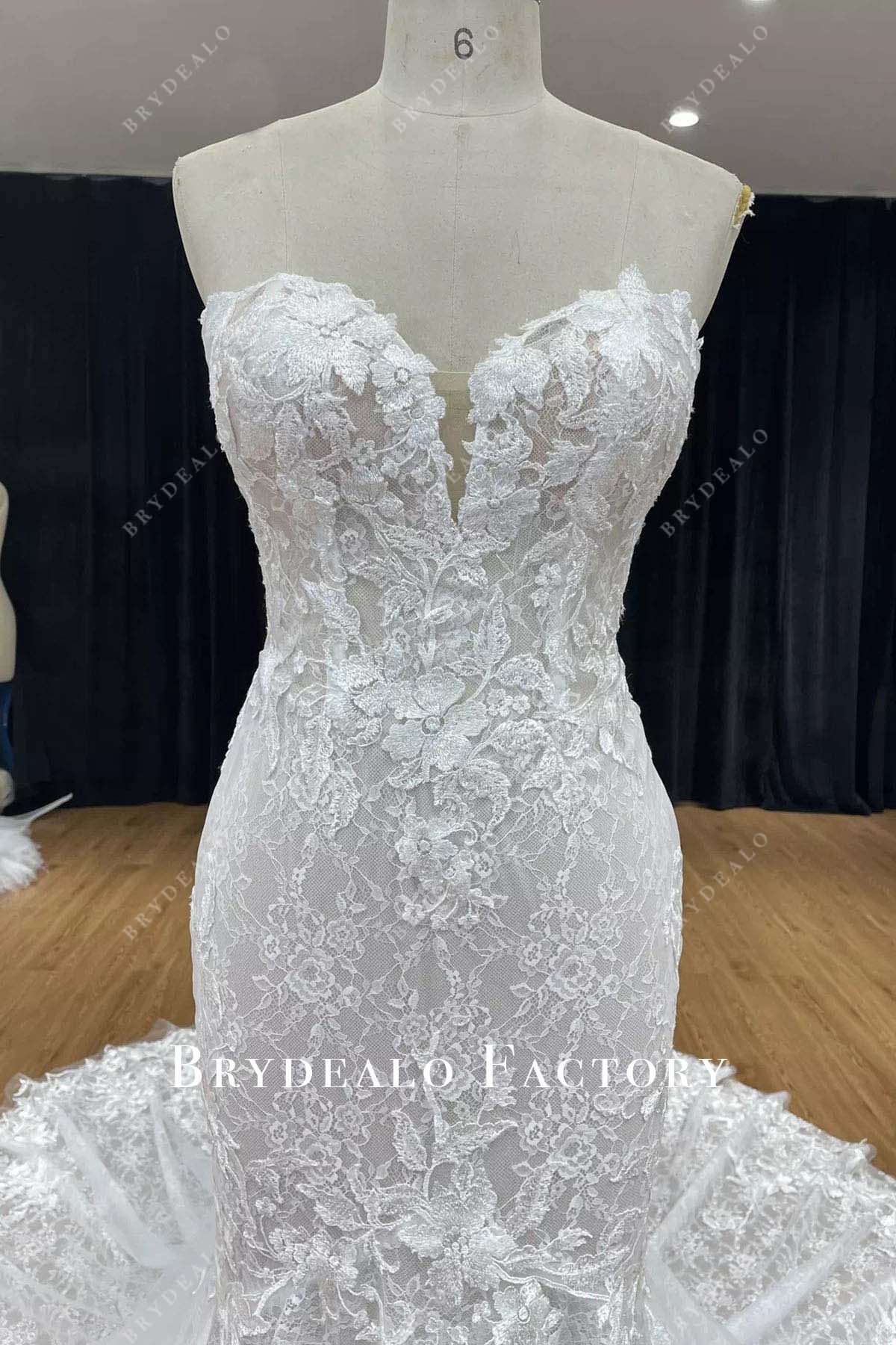 lace sweetheart neck mermaid wedding dress