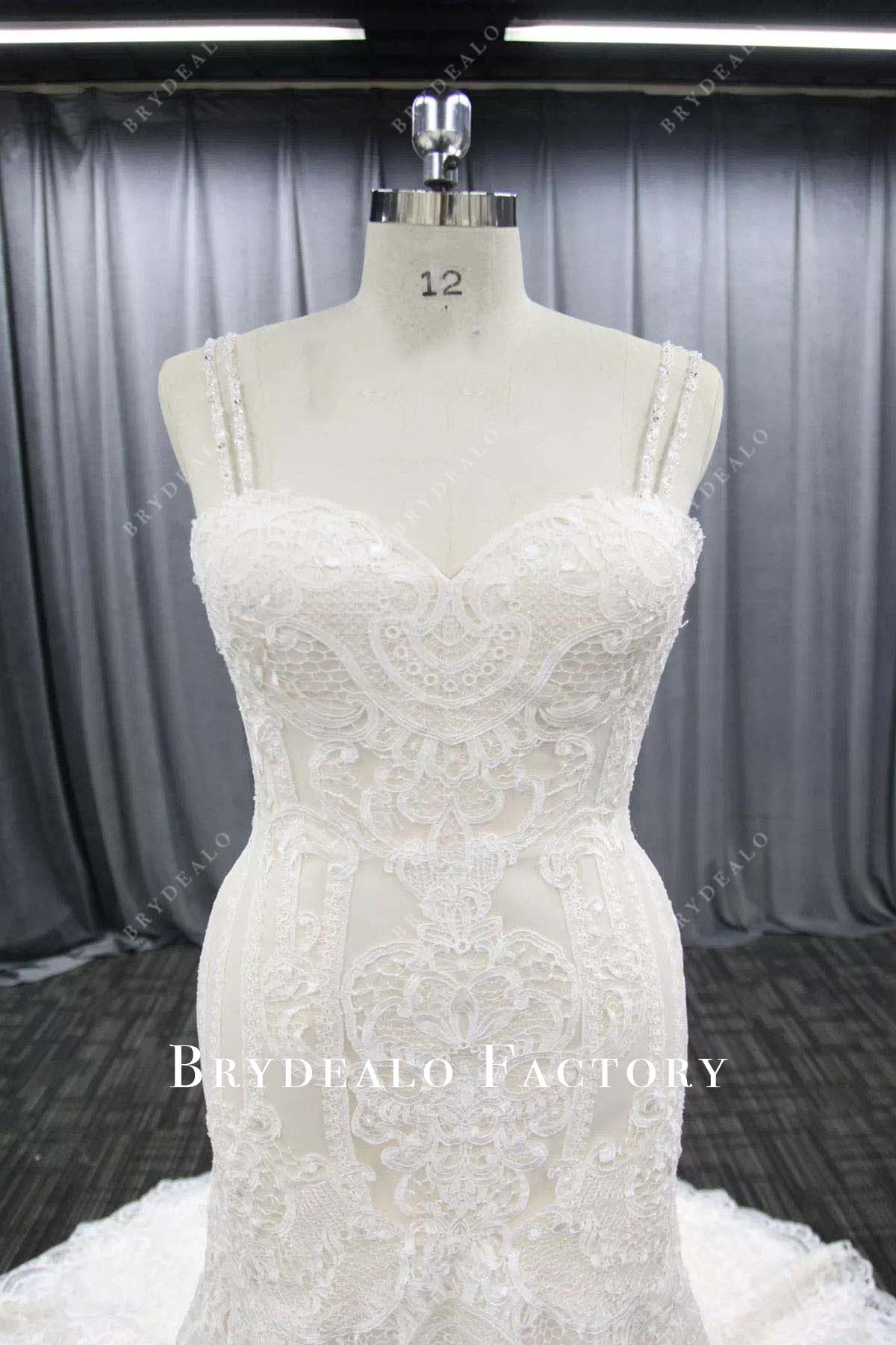 lace sweetheart neck mermaid wedding dress