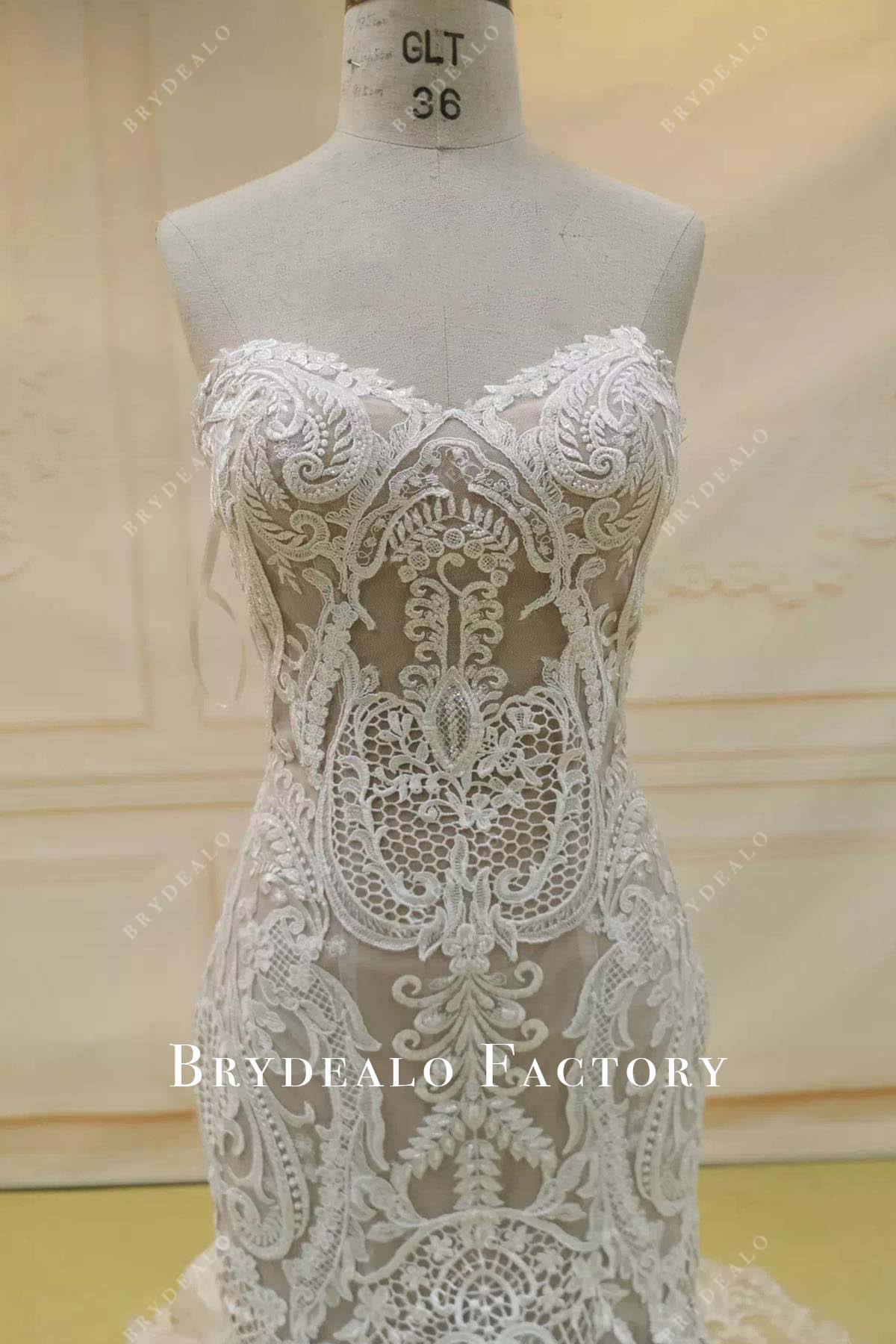 lace sweetheart neck wedding dress