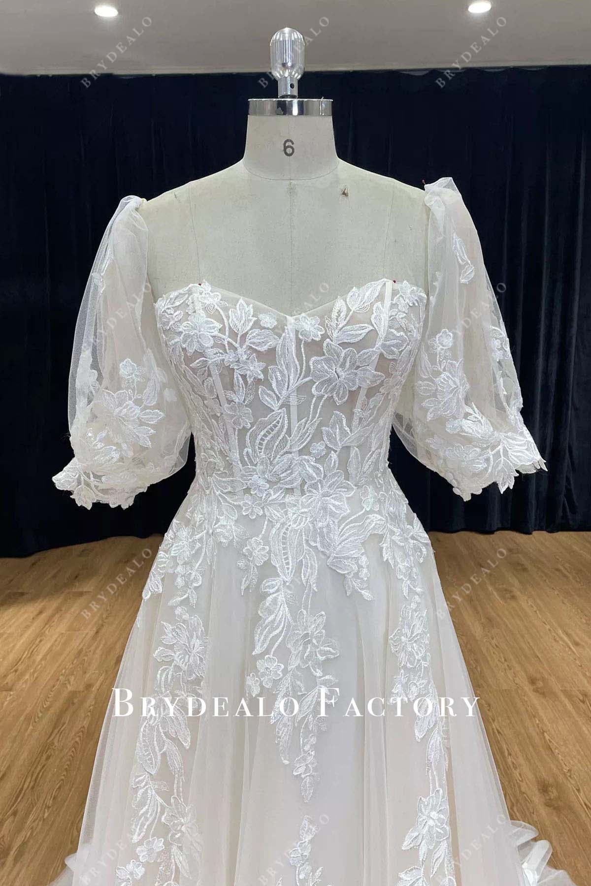 lace sweetheart neck wedding dress