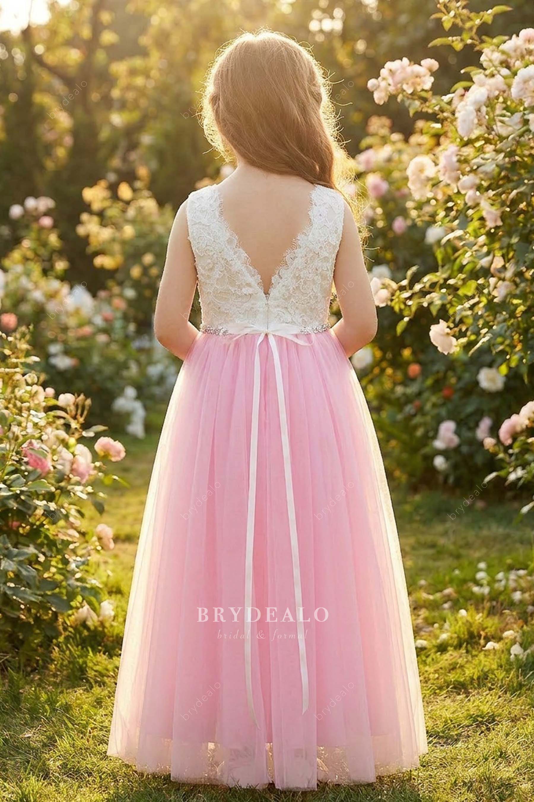 lace tulle flower girl dress