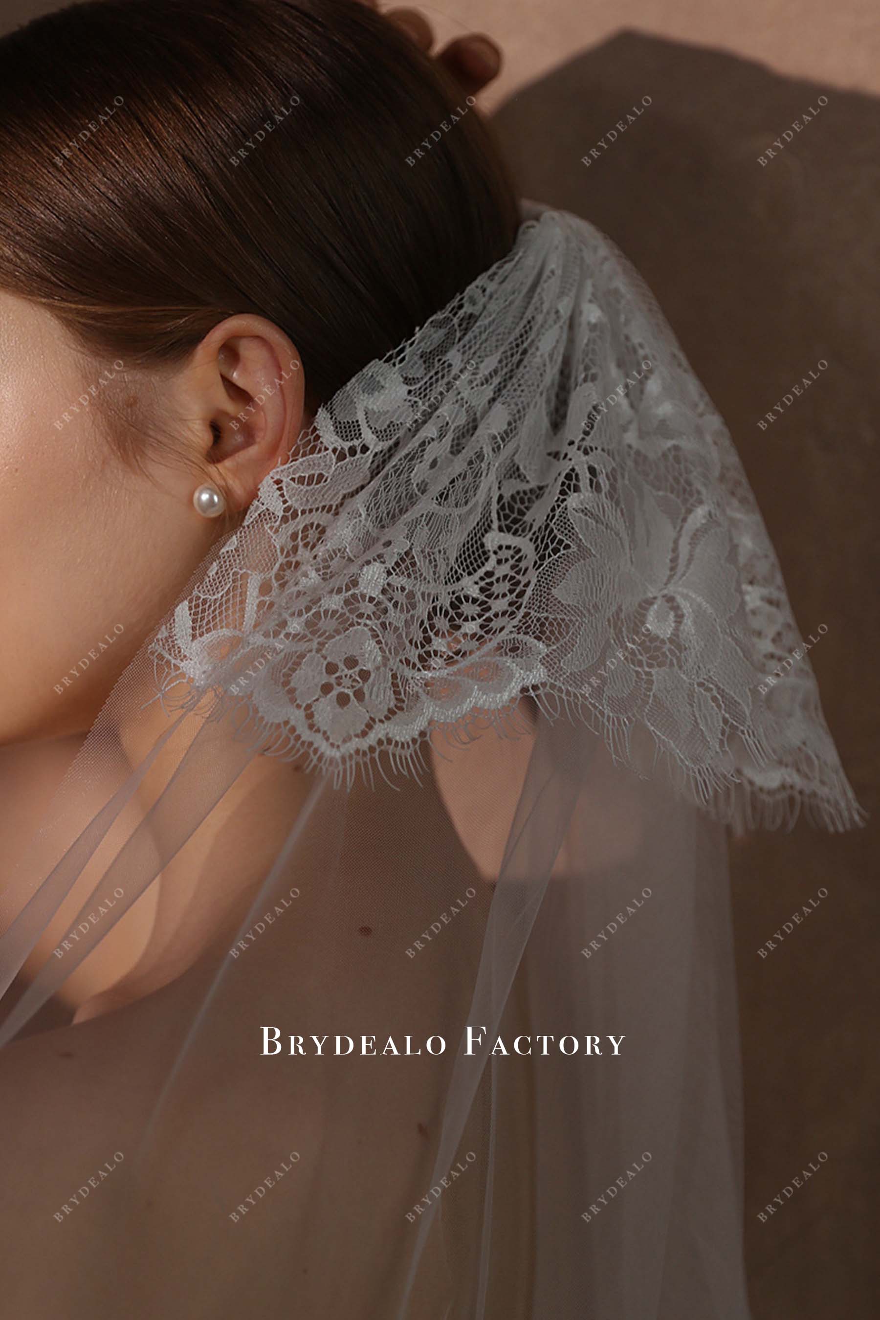 lace tulle long bridal veil