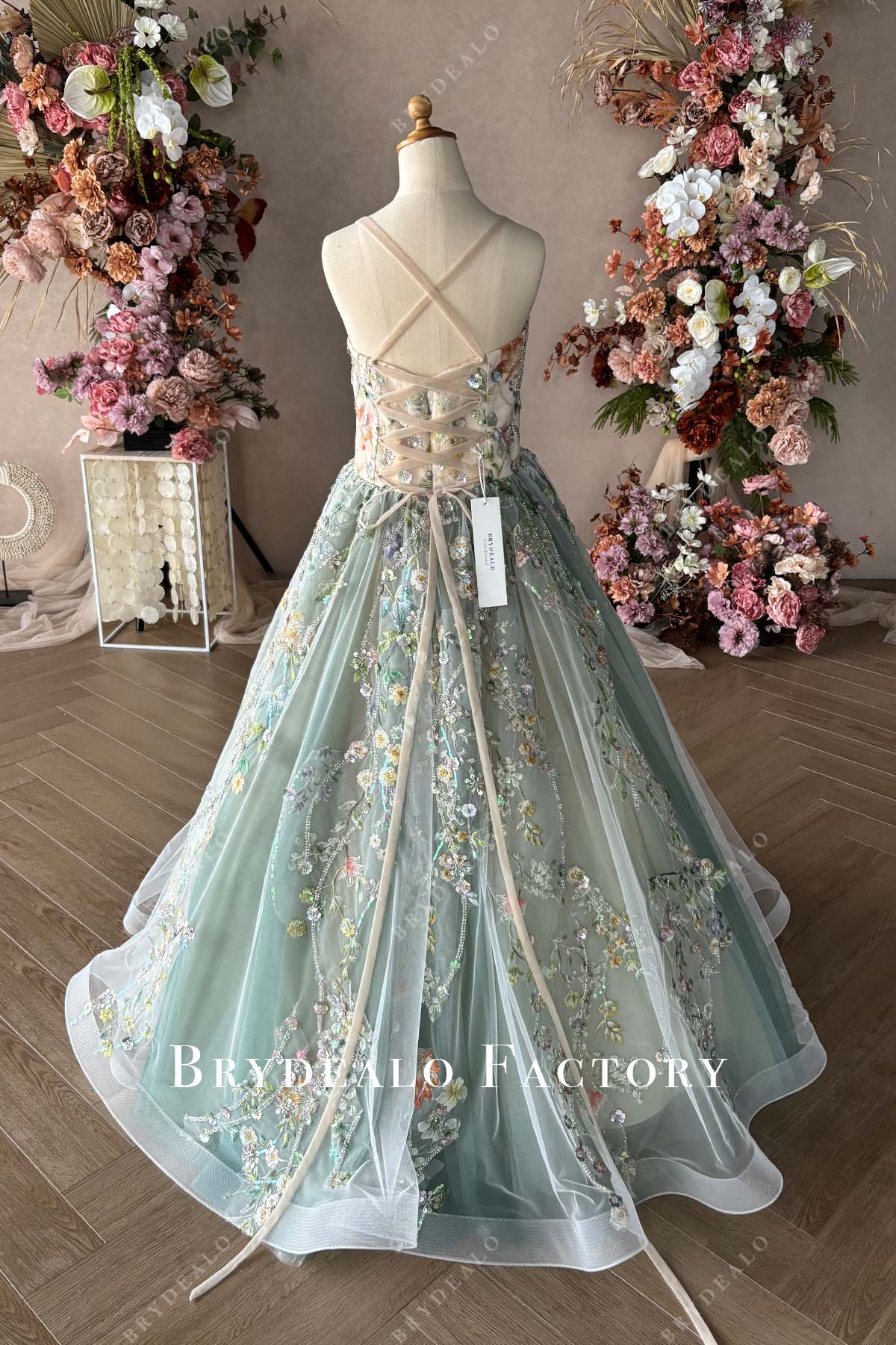 Private Label Custom Embroidery Sparkly Flower Girl Dress