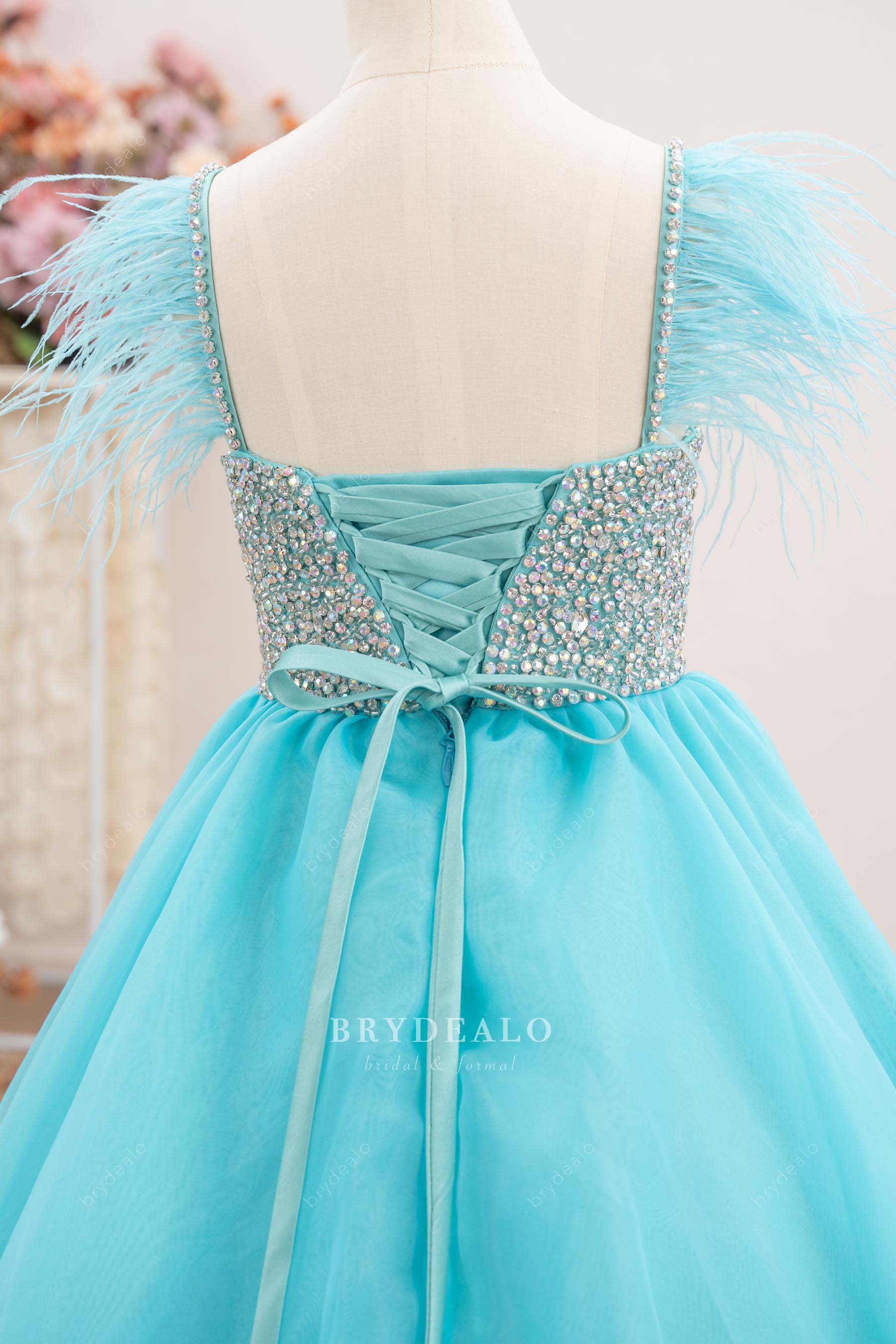lace-up back rhinestone little girl pageant dress