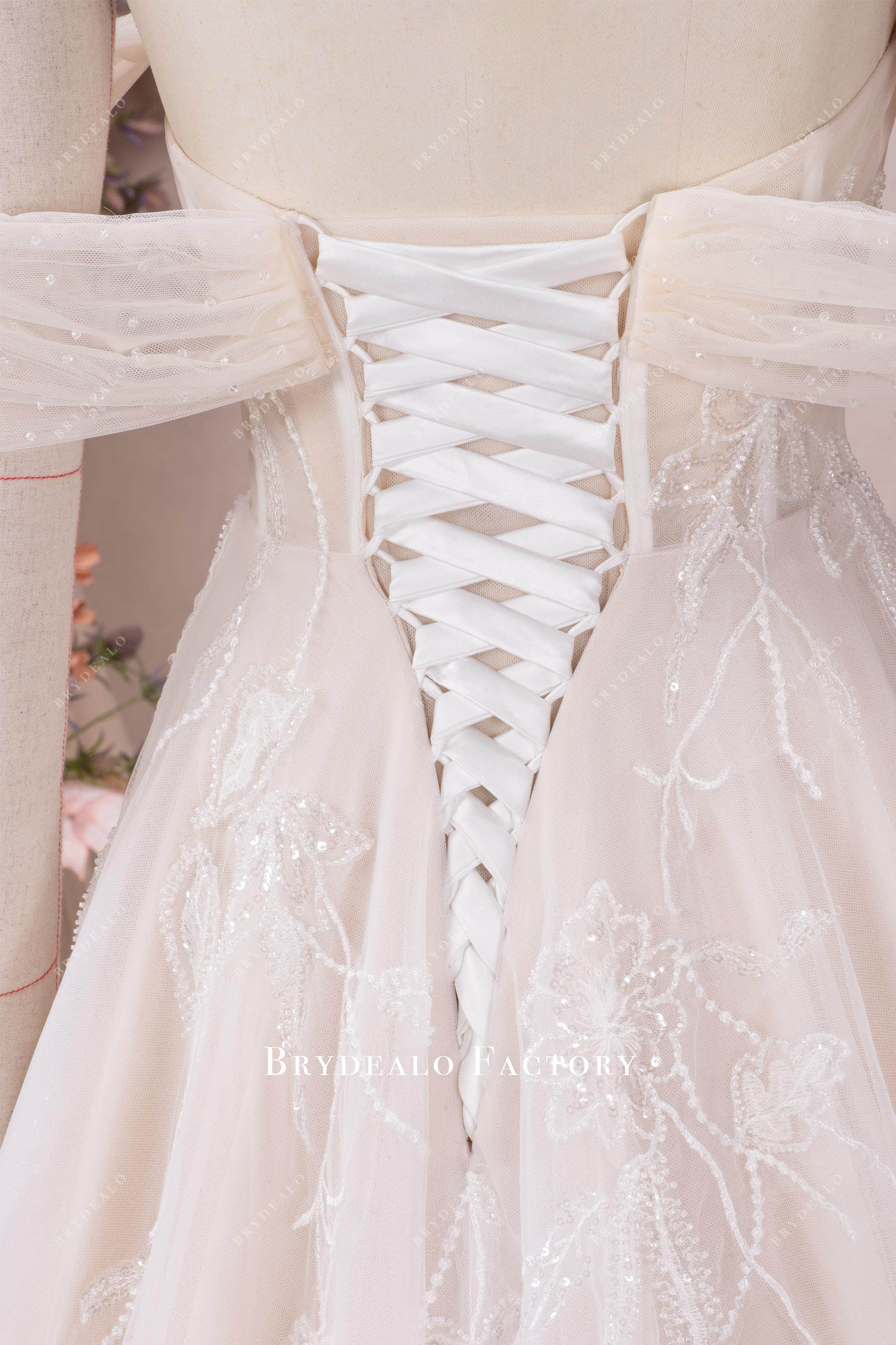 lace up back wedding dress
