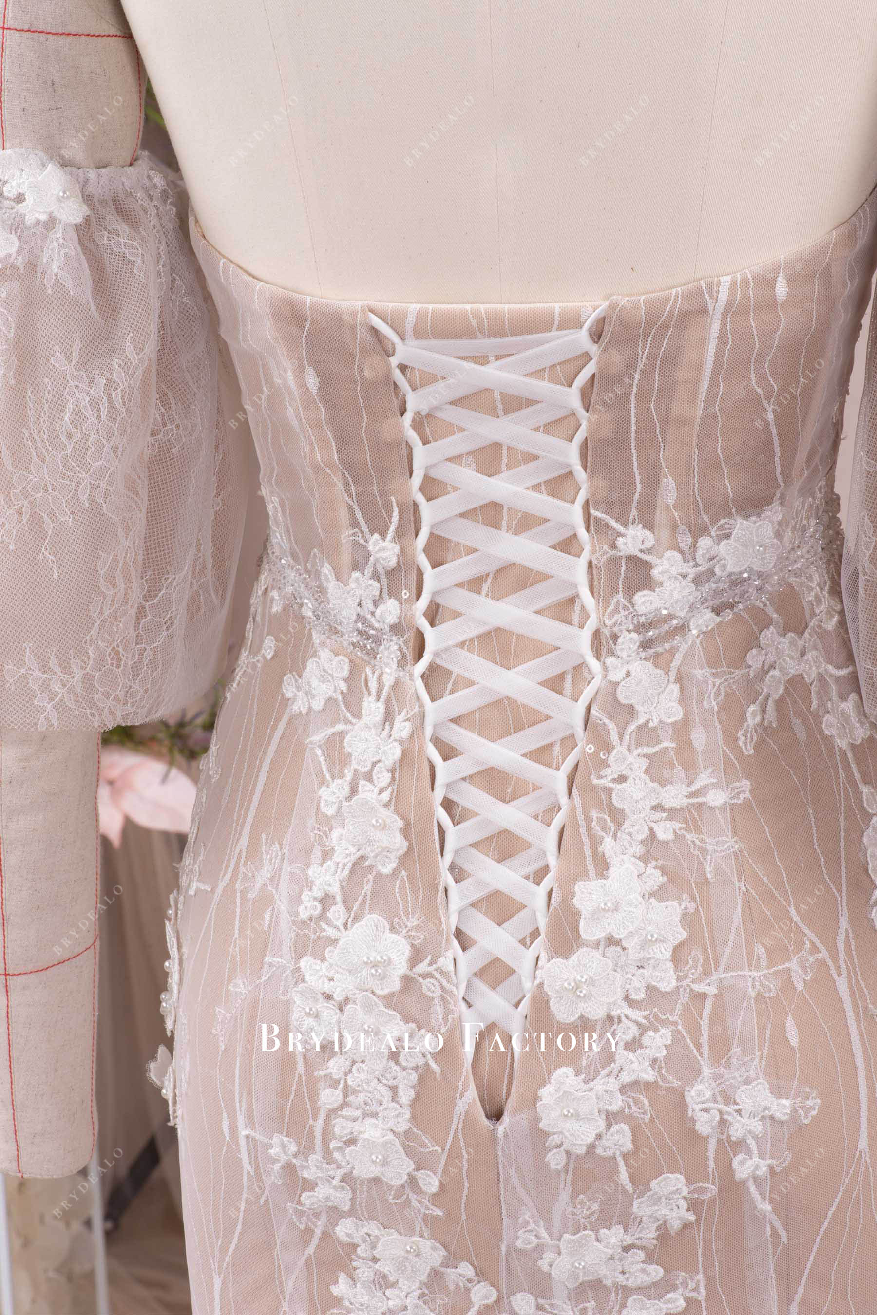 3D Lace Corset Detachable Off-shoulder Mermaid Wedding Dress