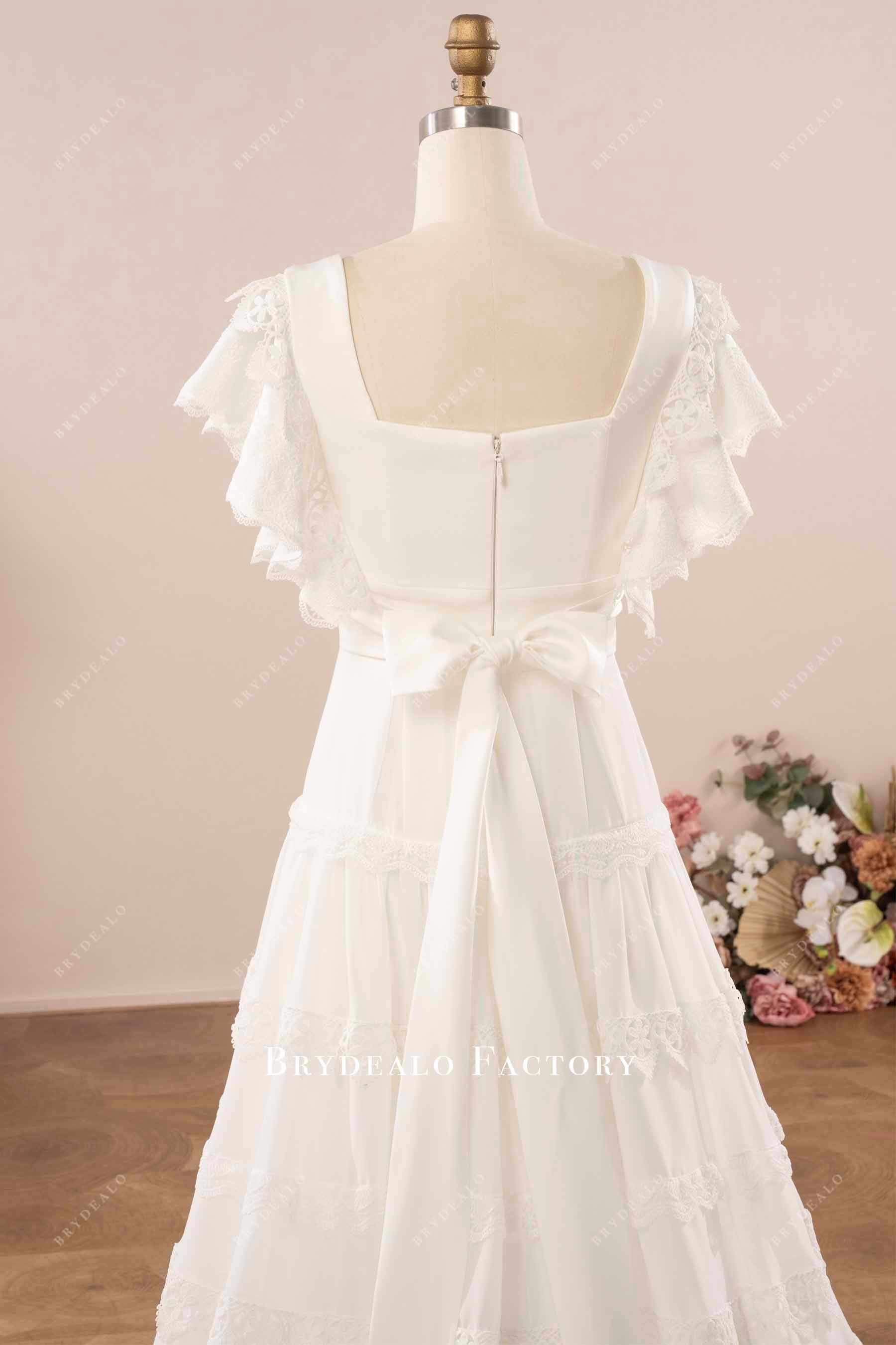 lace-up chiffon belt wedding dress