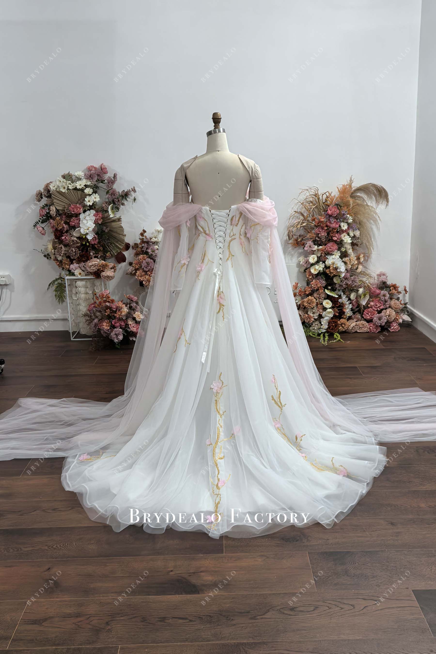 lace-up corset back wedding dress