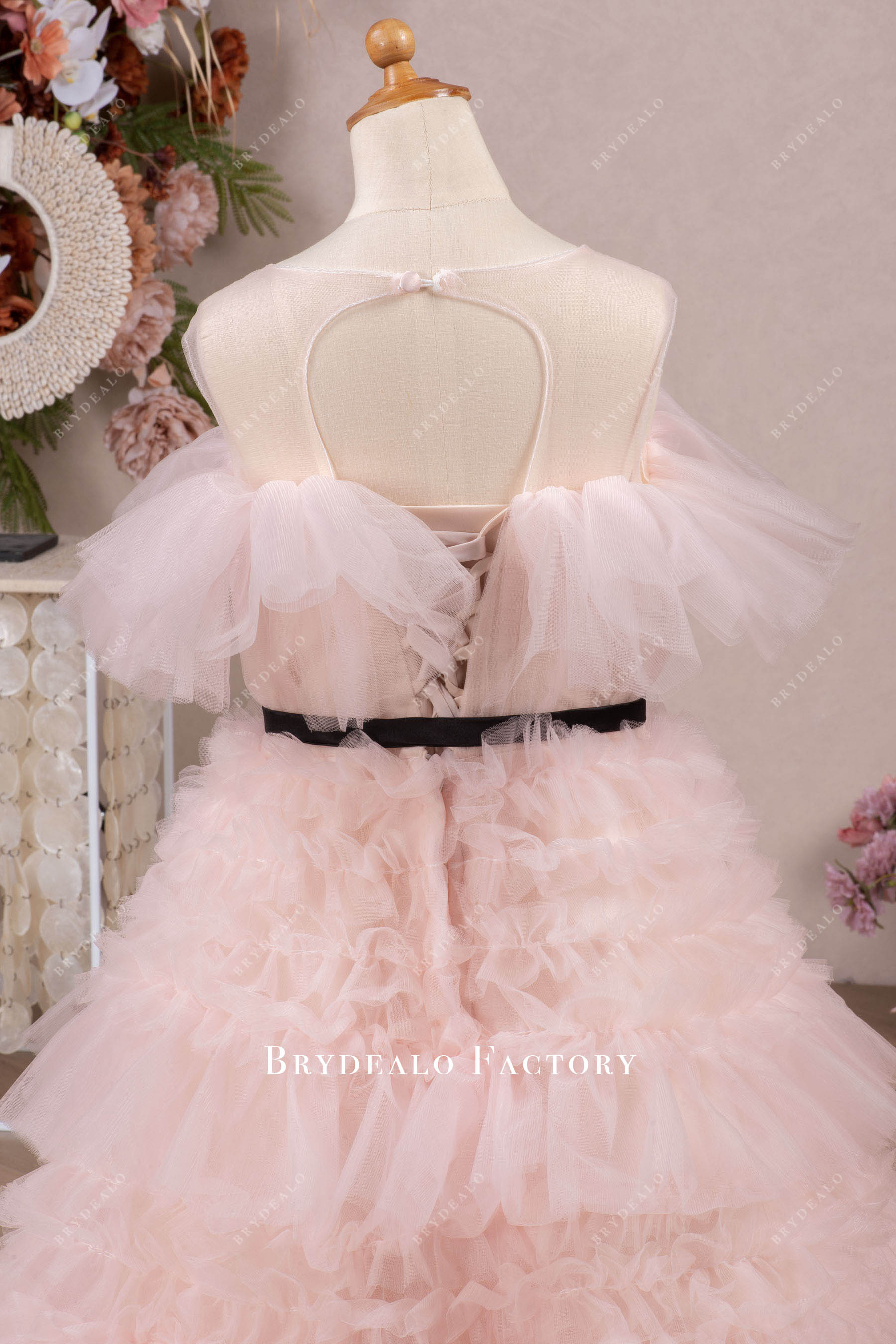 lace up keyhole back flower girl dress