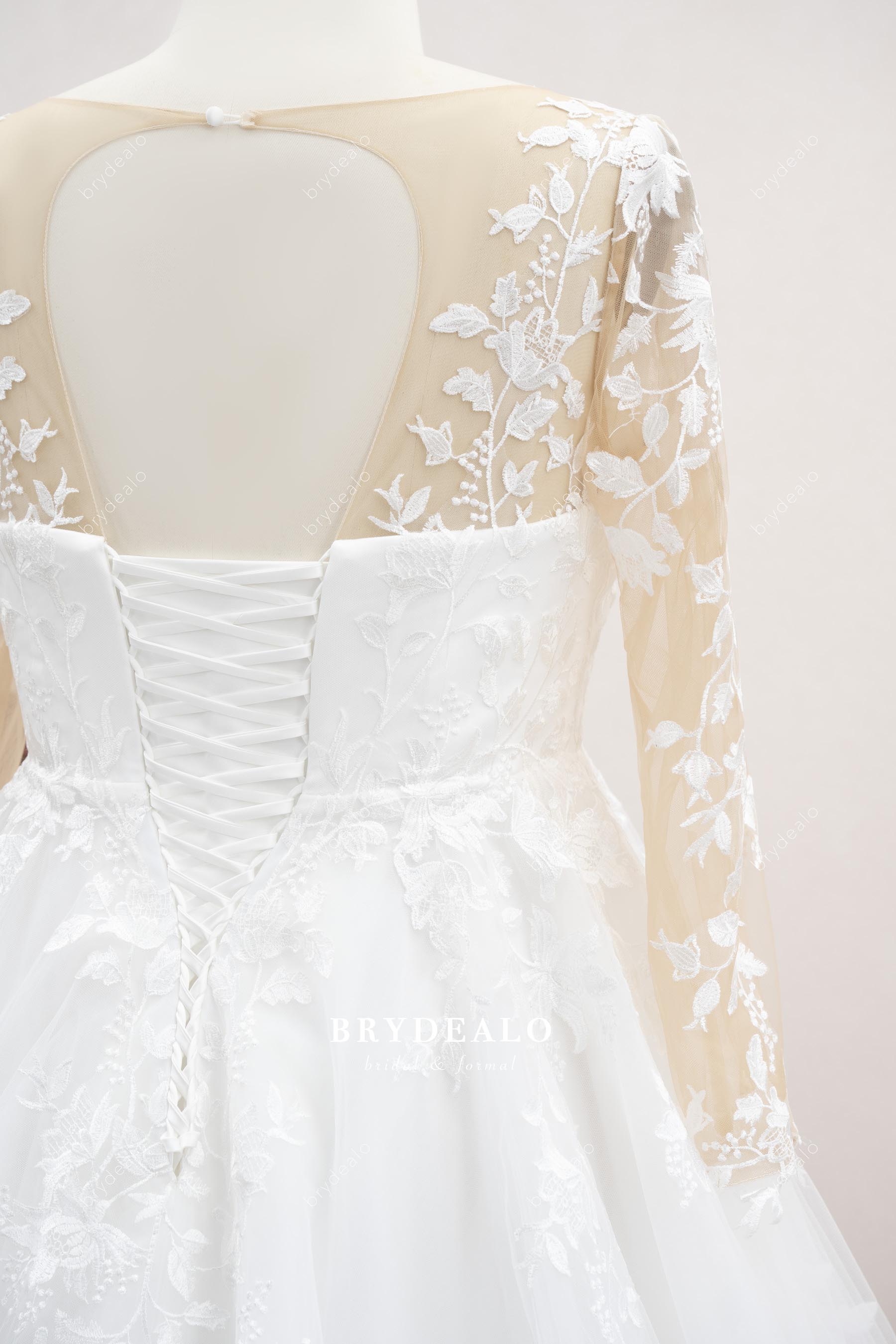 lace-up keyhole back wedding dress