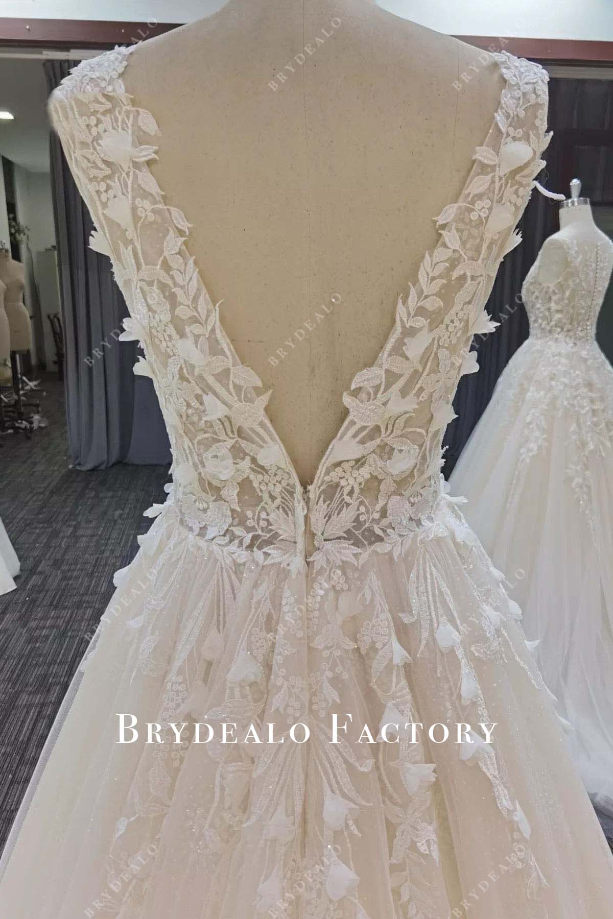lace v back wedding dress