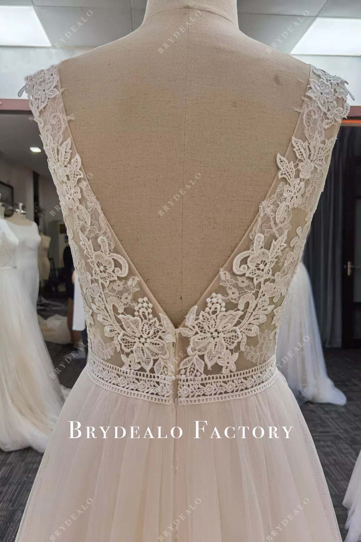 lace v back wedding dress