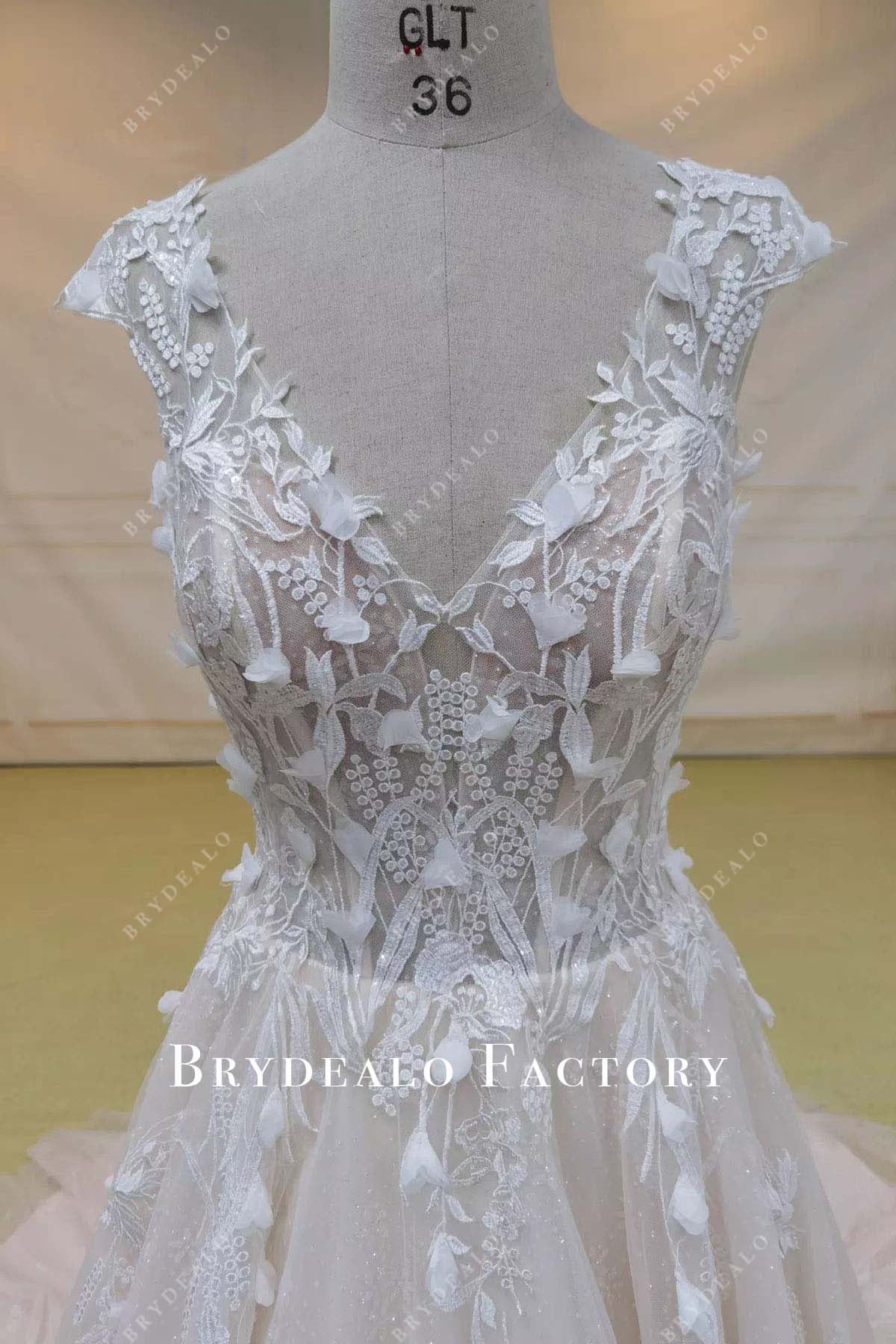 lace v neck wedding dress