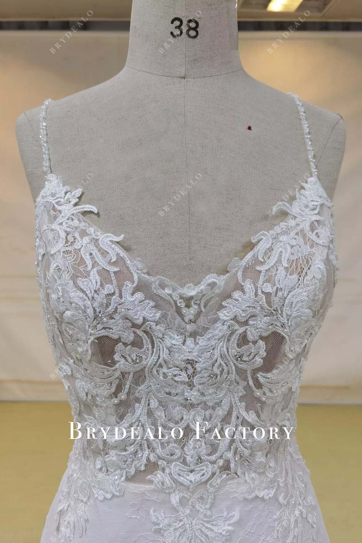lace v neck wedding dress