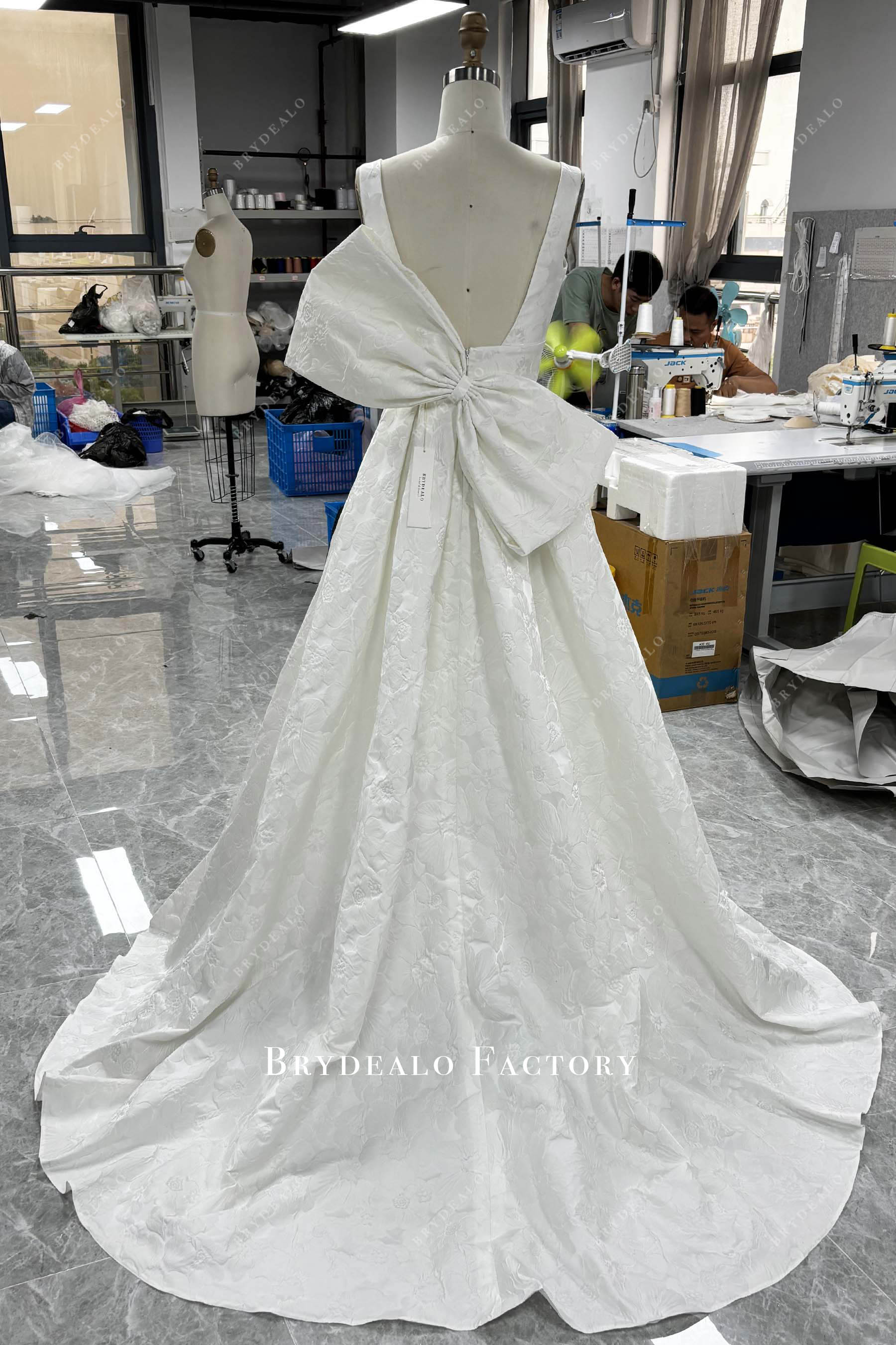 large bowknot back wedding dress