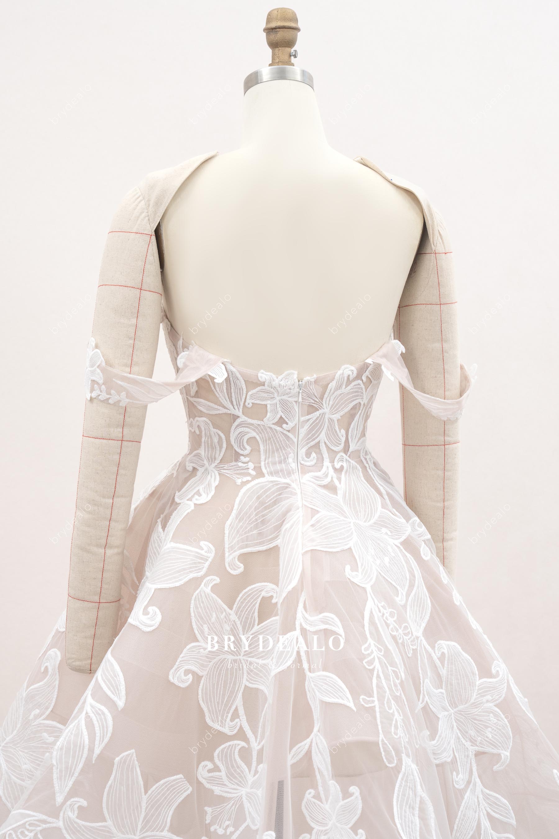 large flower lace wedding ballgown