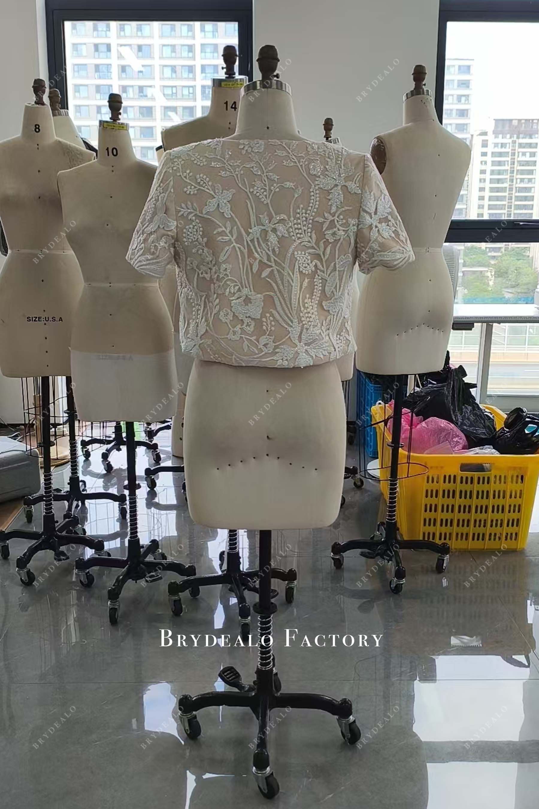 light champagne lace bridal jacket top
