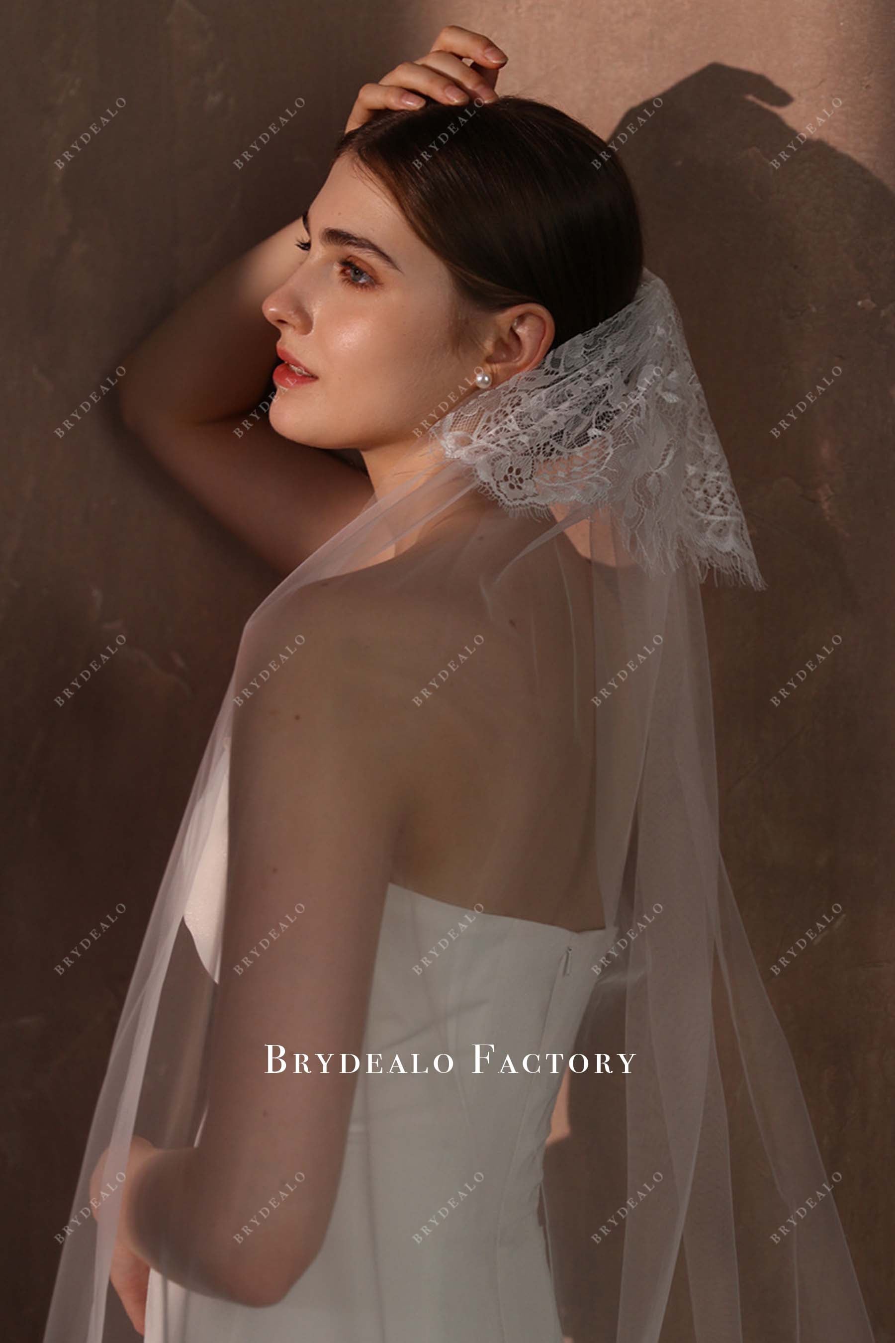 light ivory lace tulle bridal veil