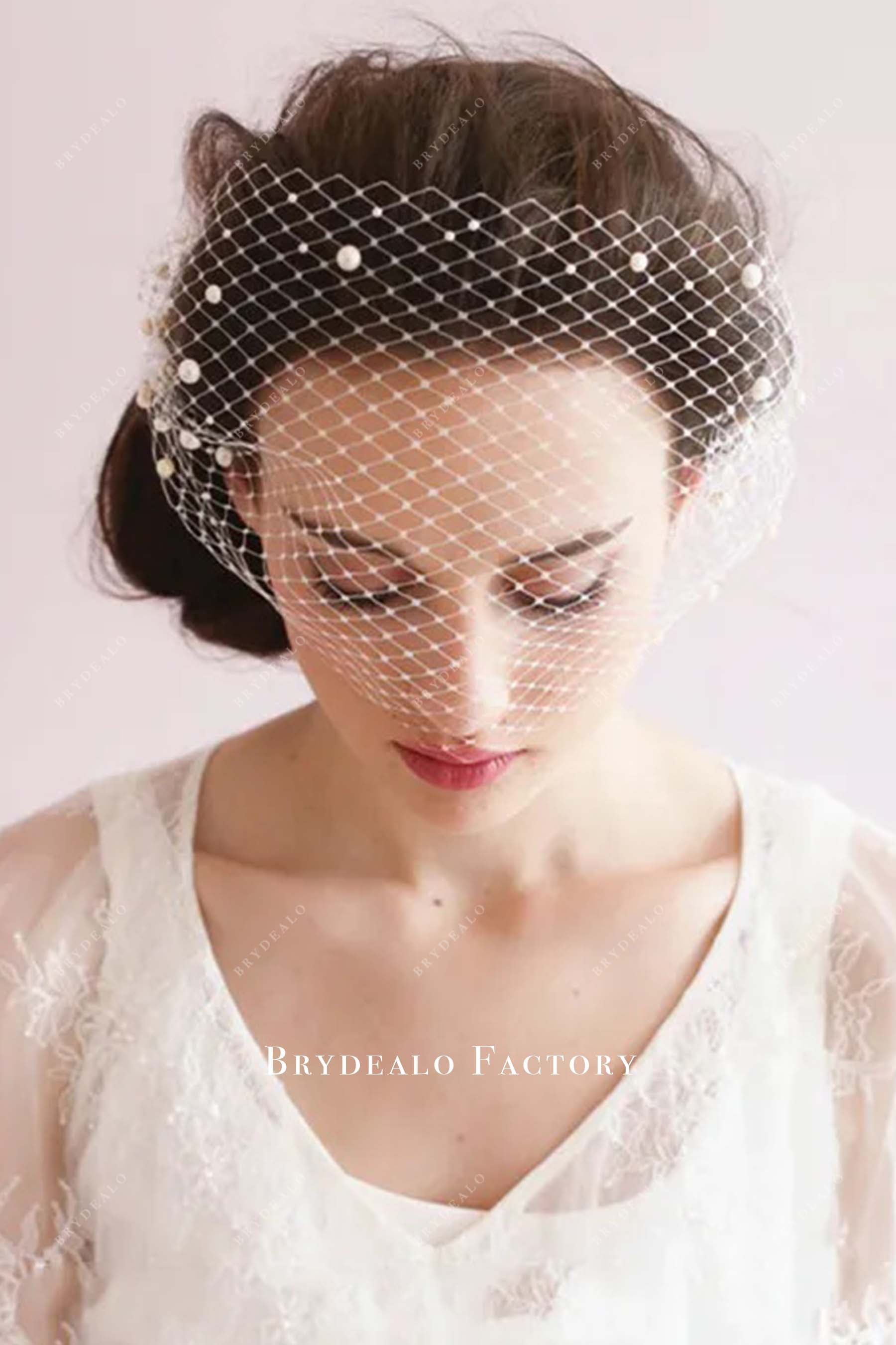 light ivory net bridal veil