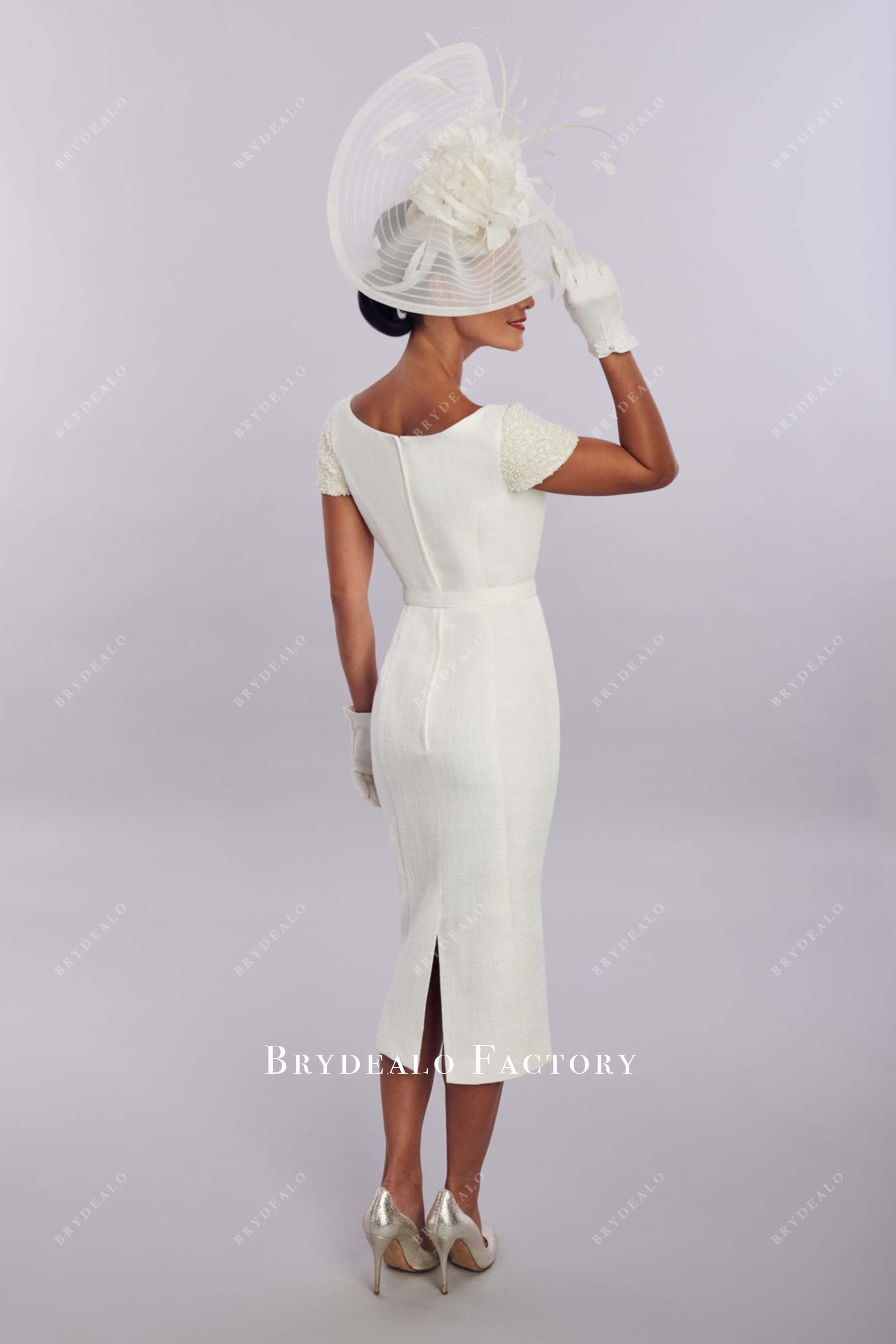 light ivory pencil mother of bride dress