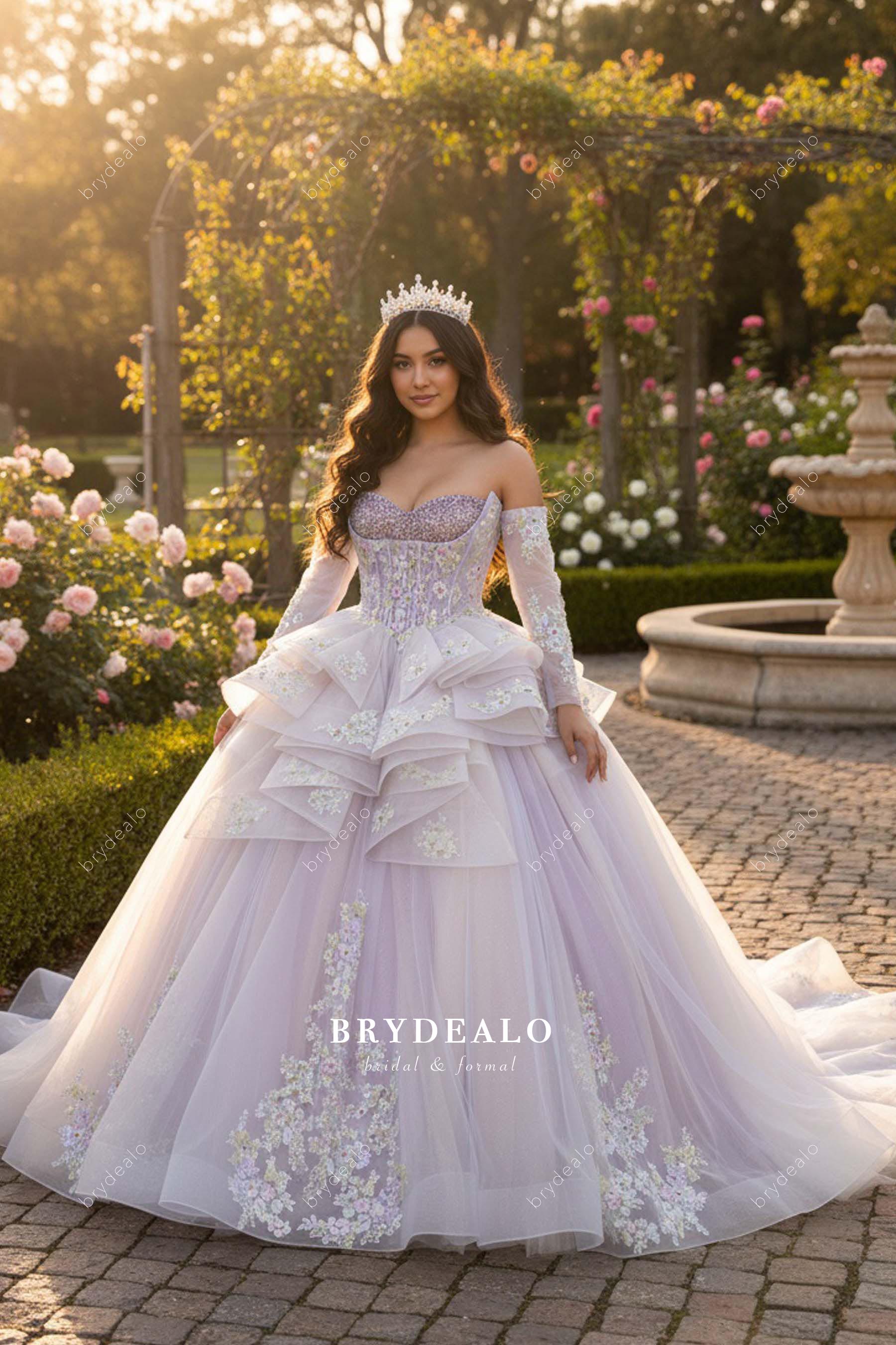 lilac corset Quinceanera gown