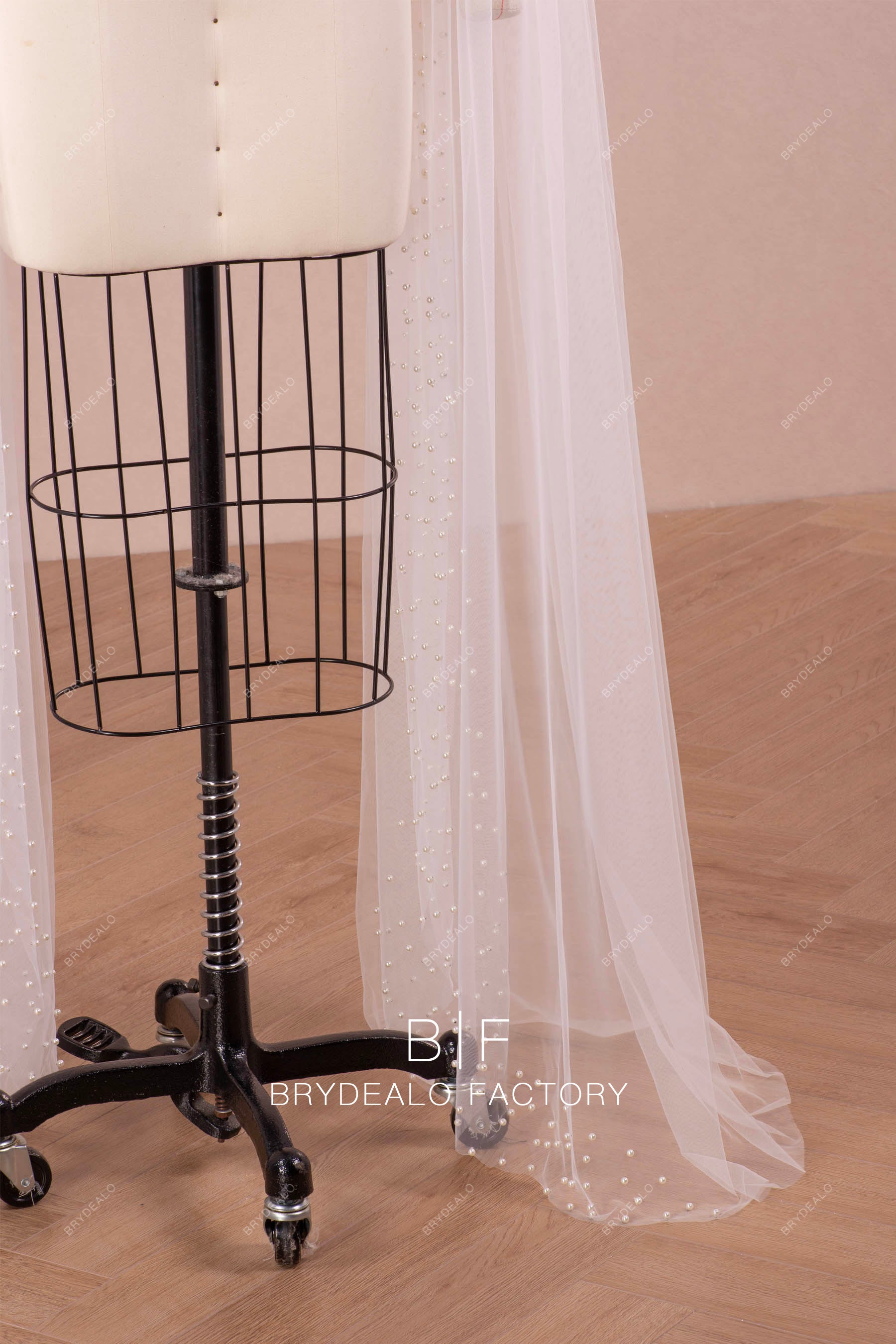 long floor length bridal tulle sleeves