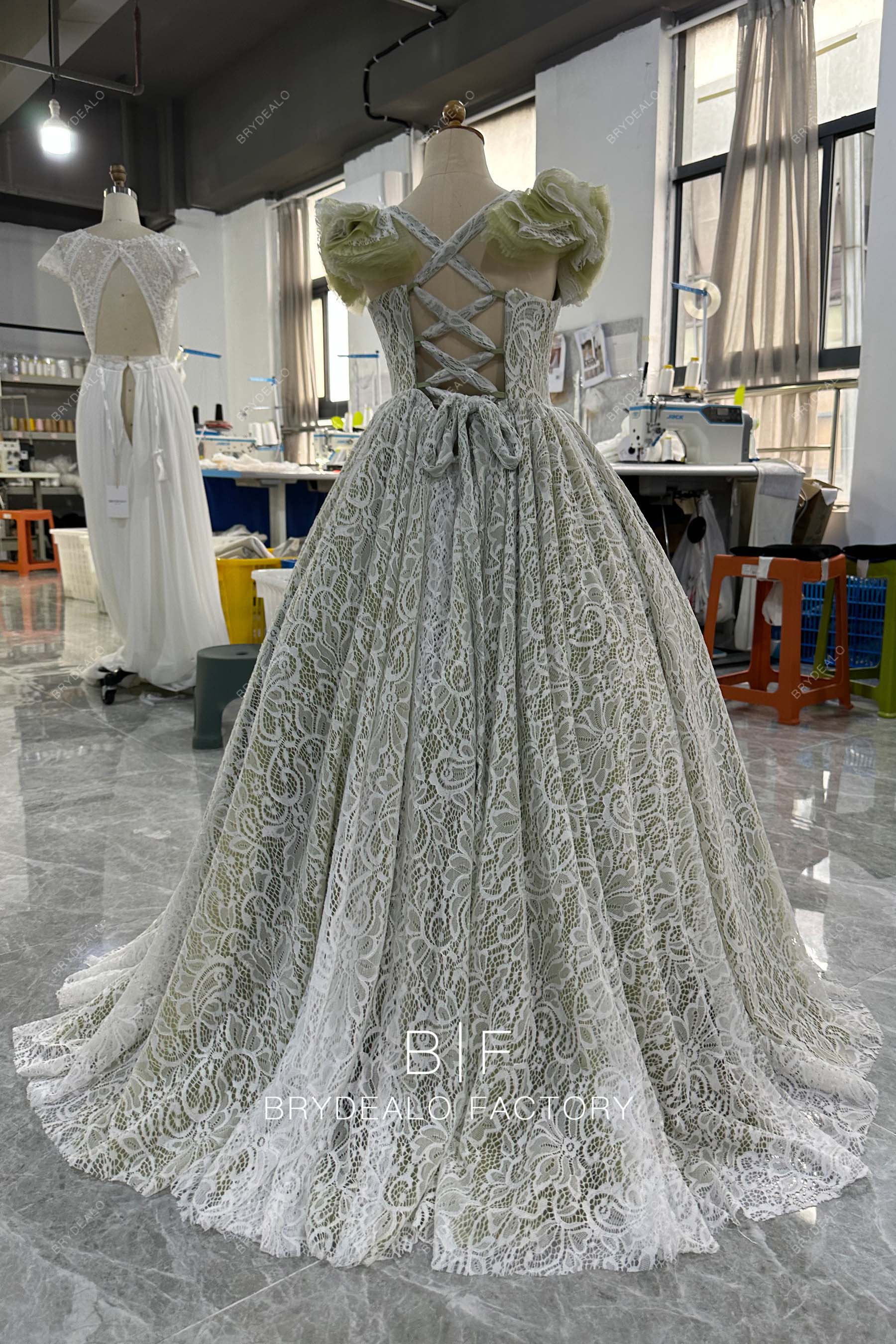customzed lace long flower ball gown for sale
