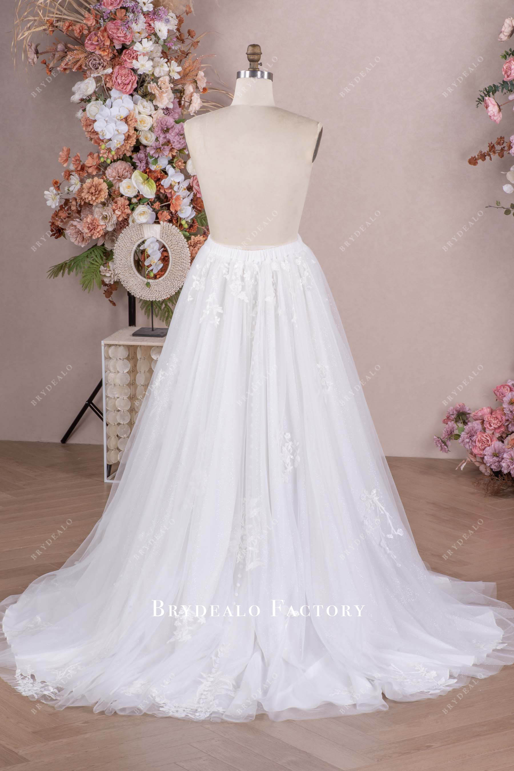 long plump lace tulle bridal overskirt