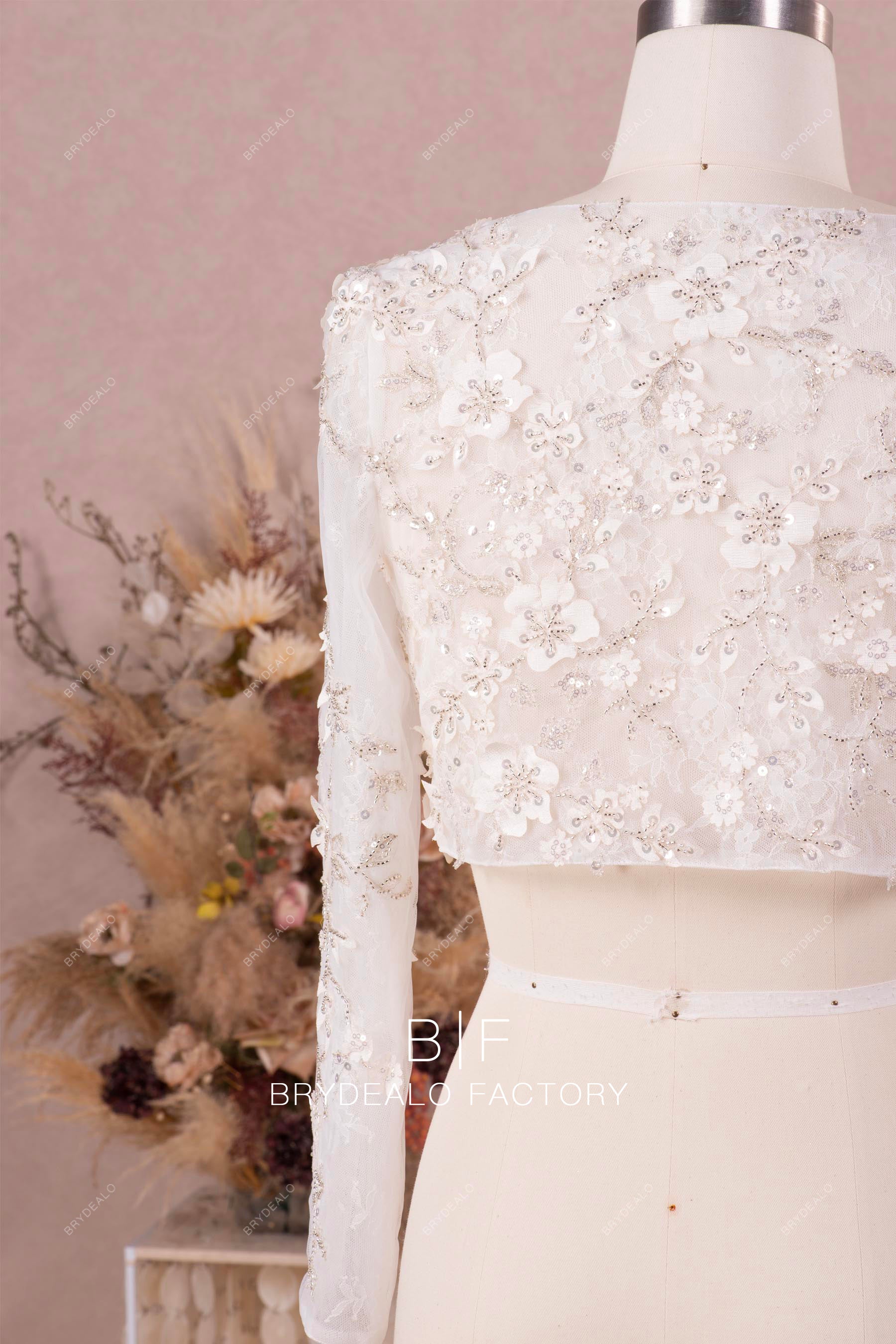 long sleeve bridal bolero