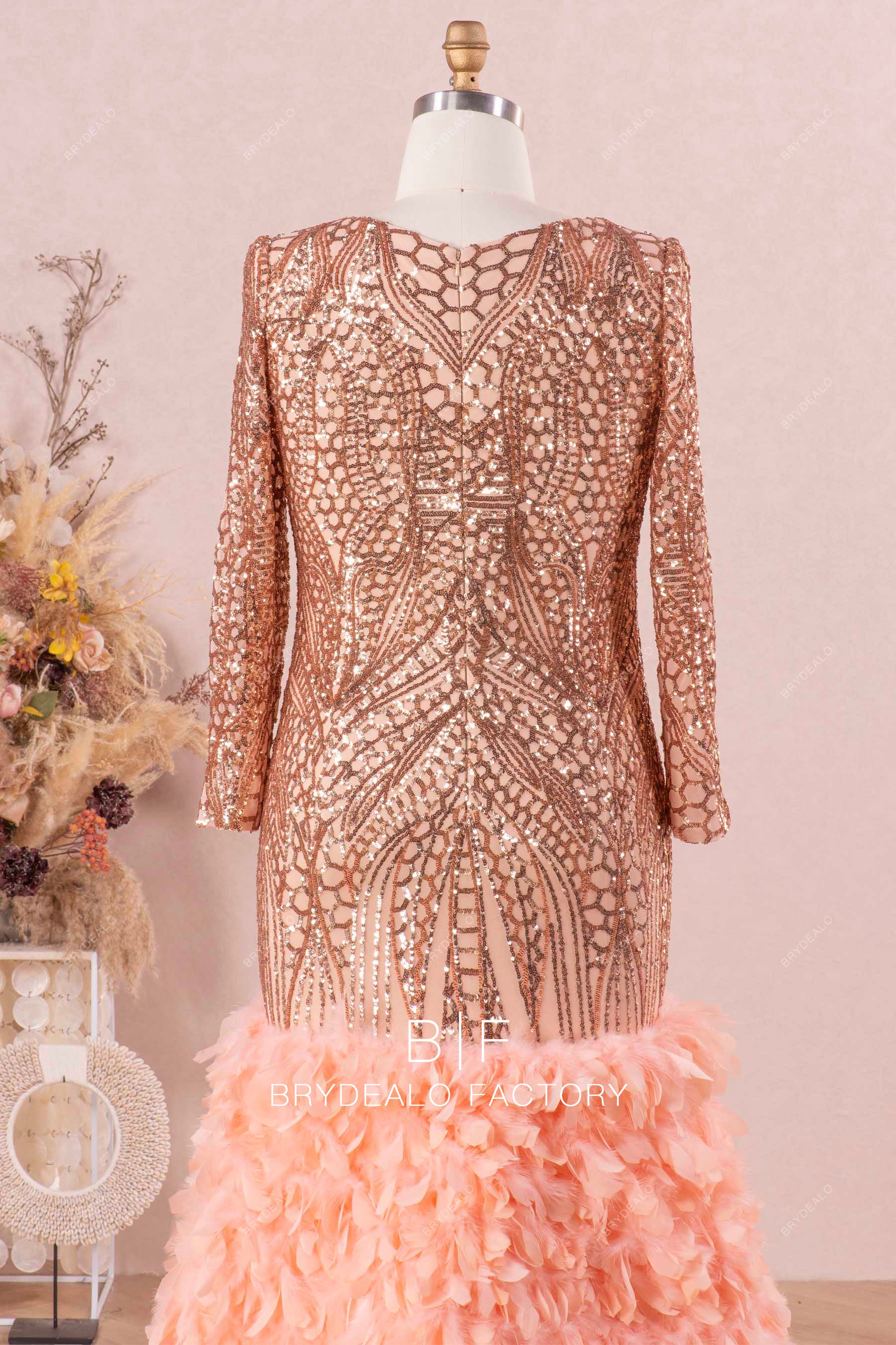 long sleeve sequin prom dress