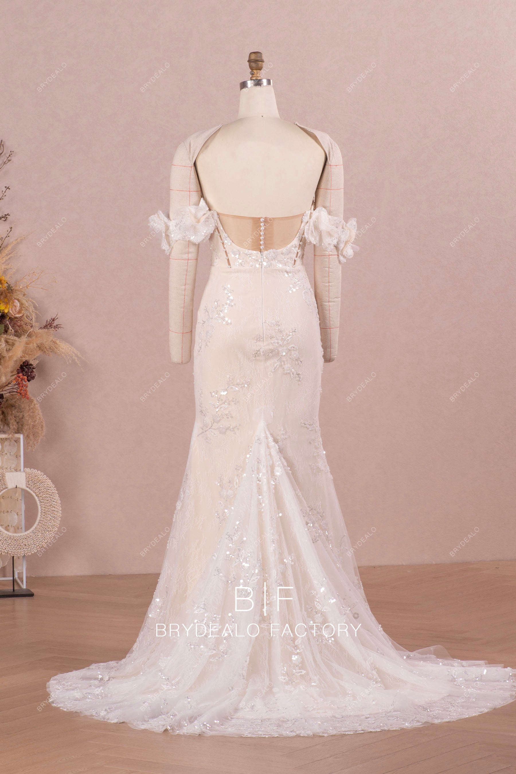 long sparkly lace mermaid wedding dress