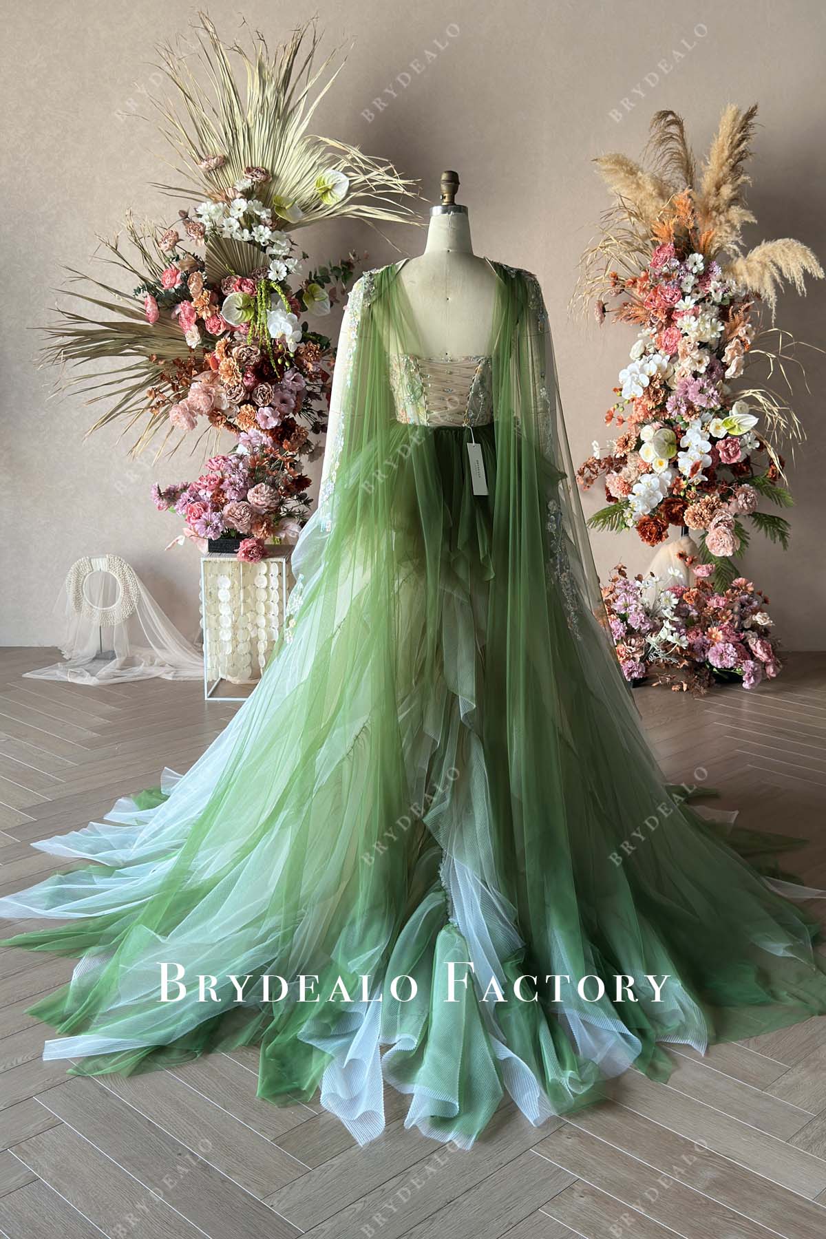 Colorful Embroidery Flower Lace Formal Dress