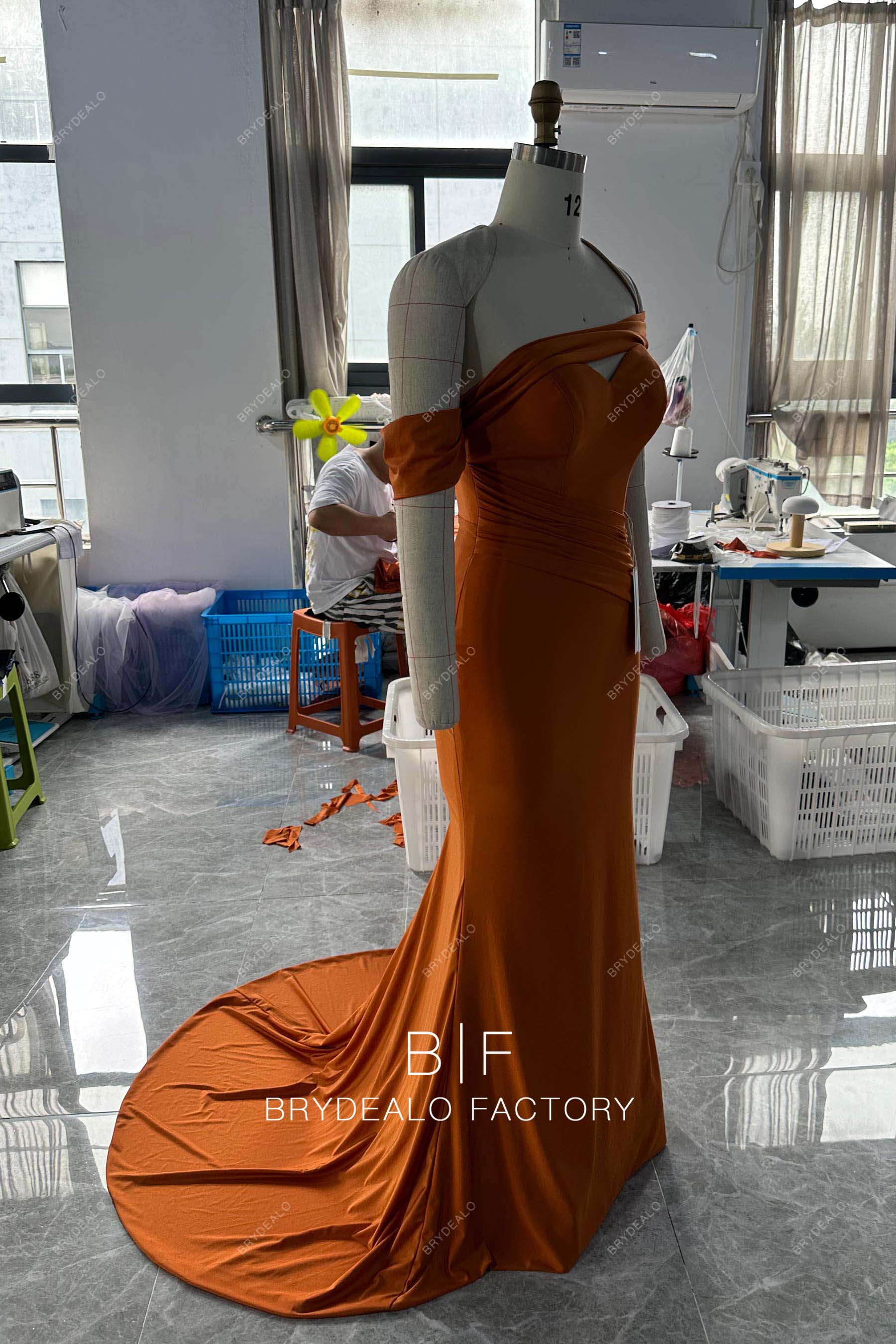 long train mermaid bridesmaid gown