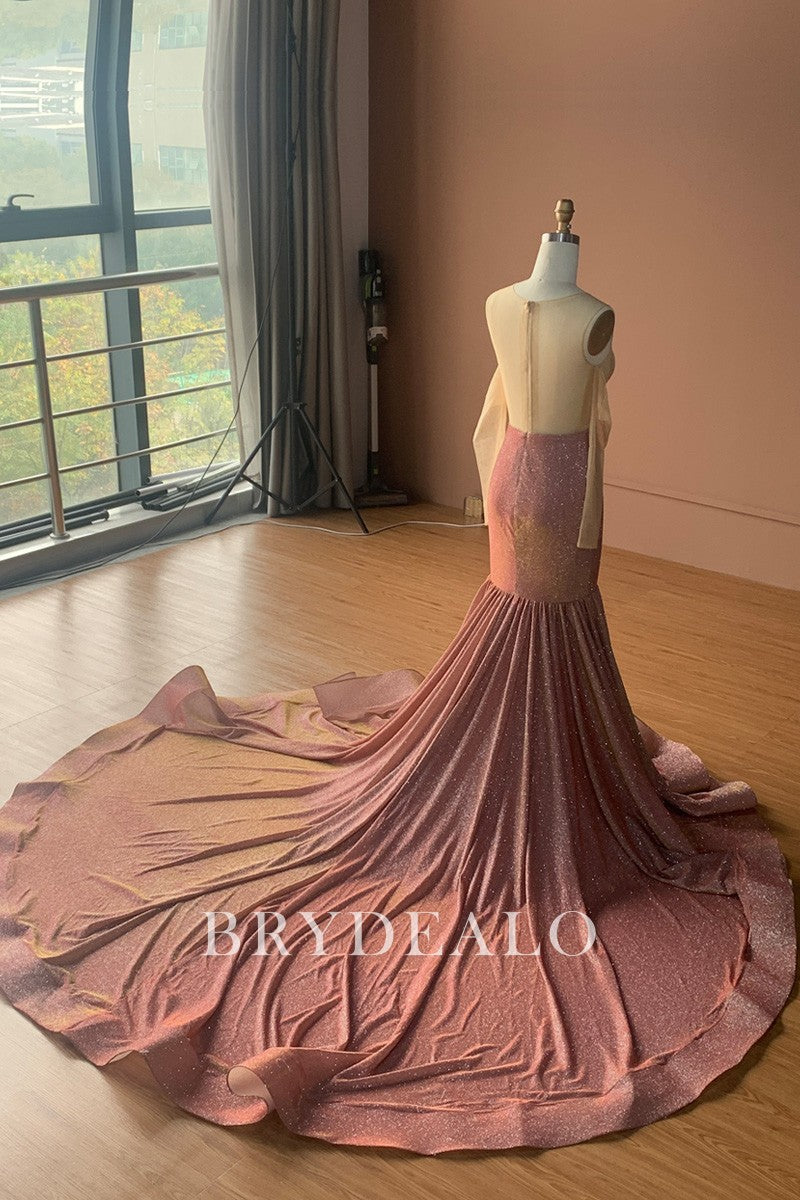 long train ombre rust trumpet formal gown