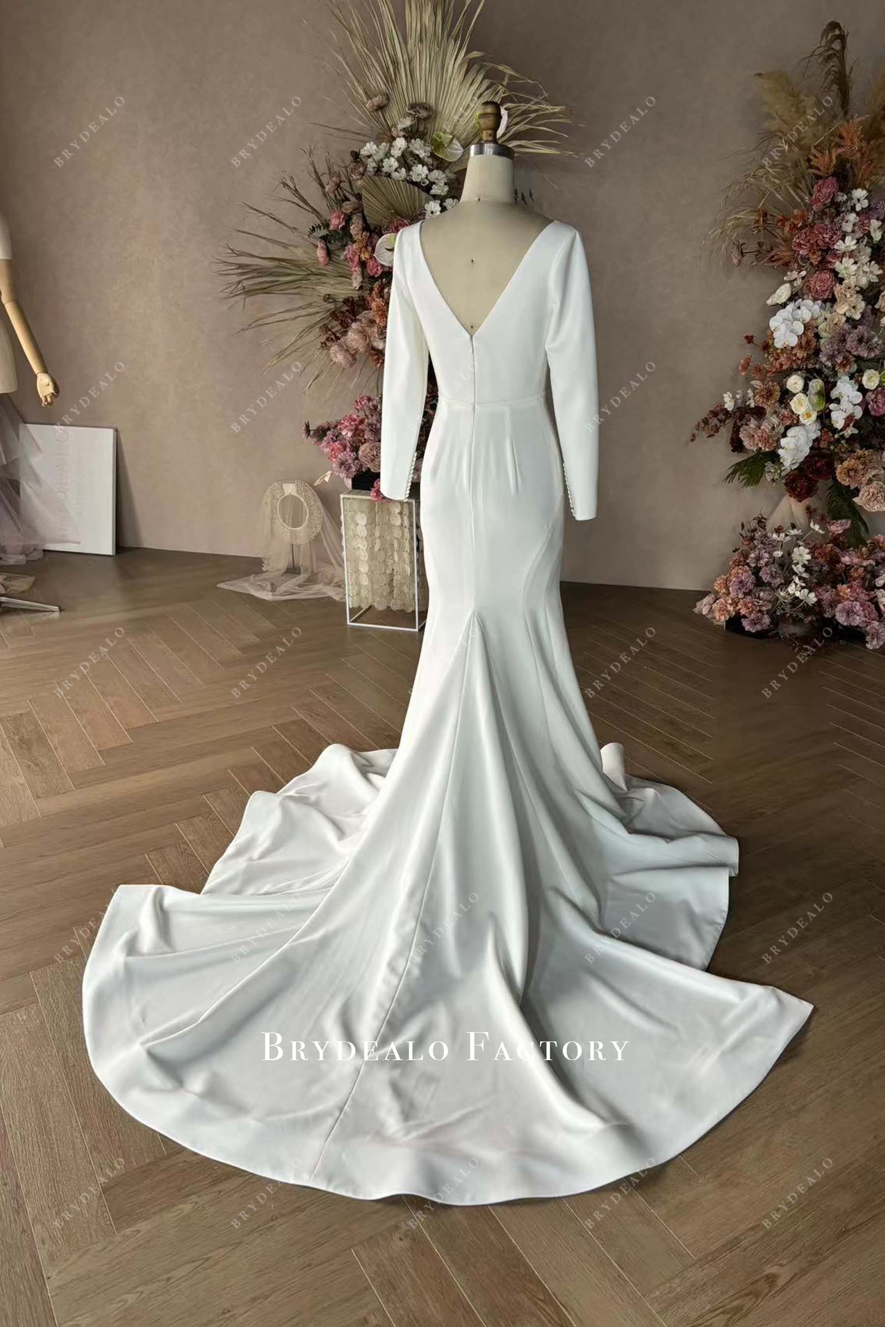 custom long train wedding gown