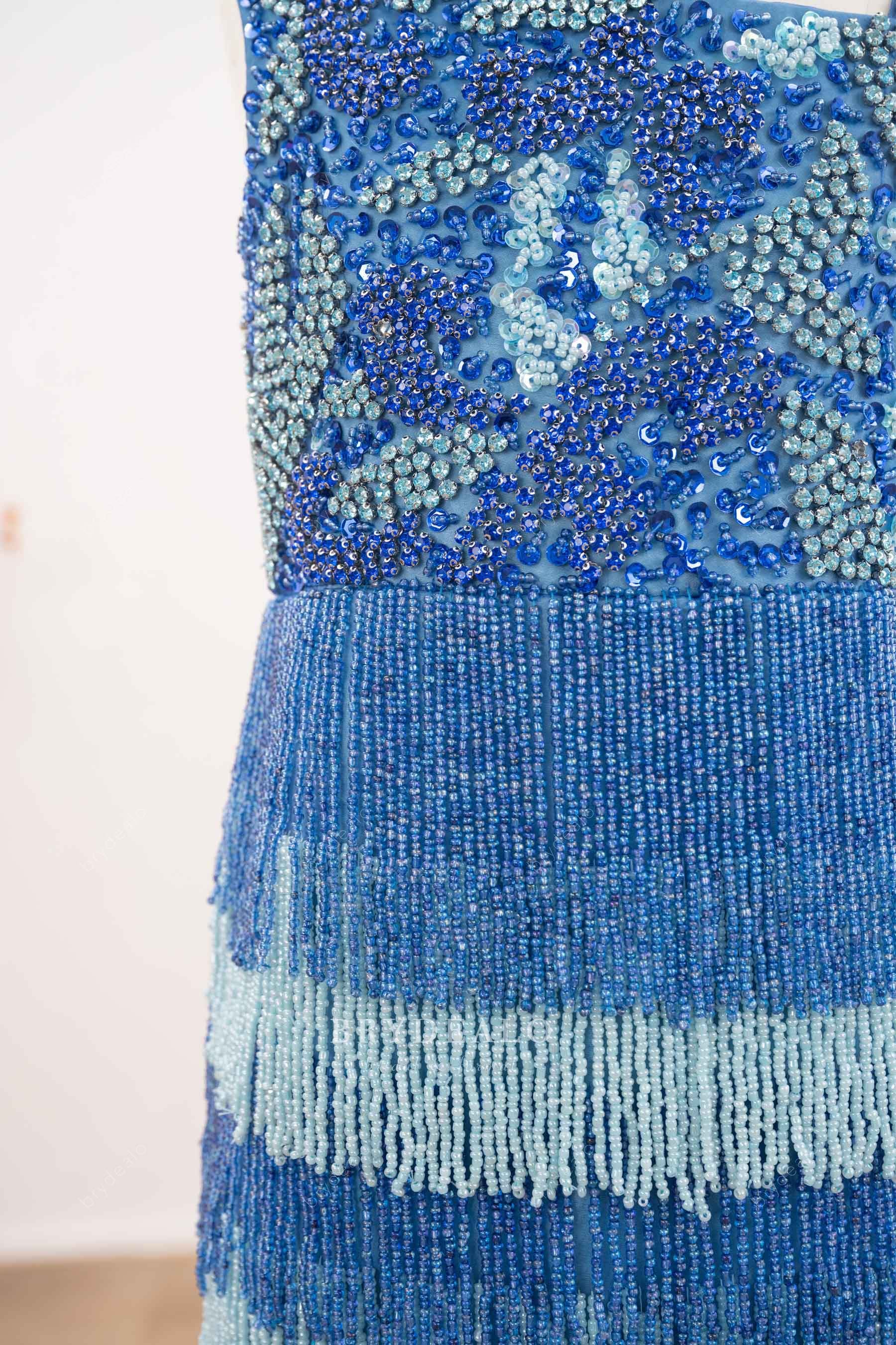 luxury beaded tassel teen pageant dress