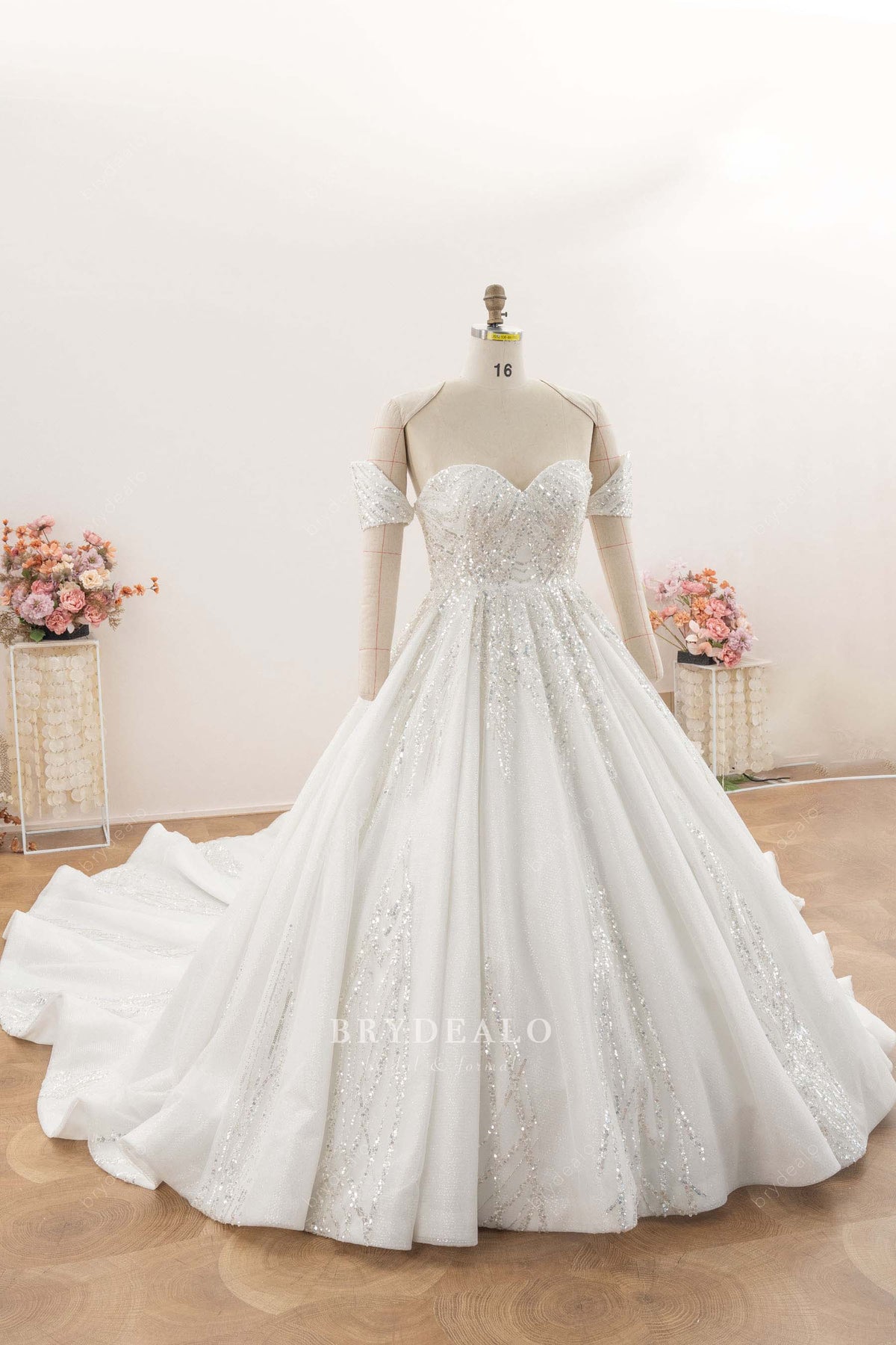 luxury sequin long wedding ballgown