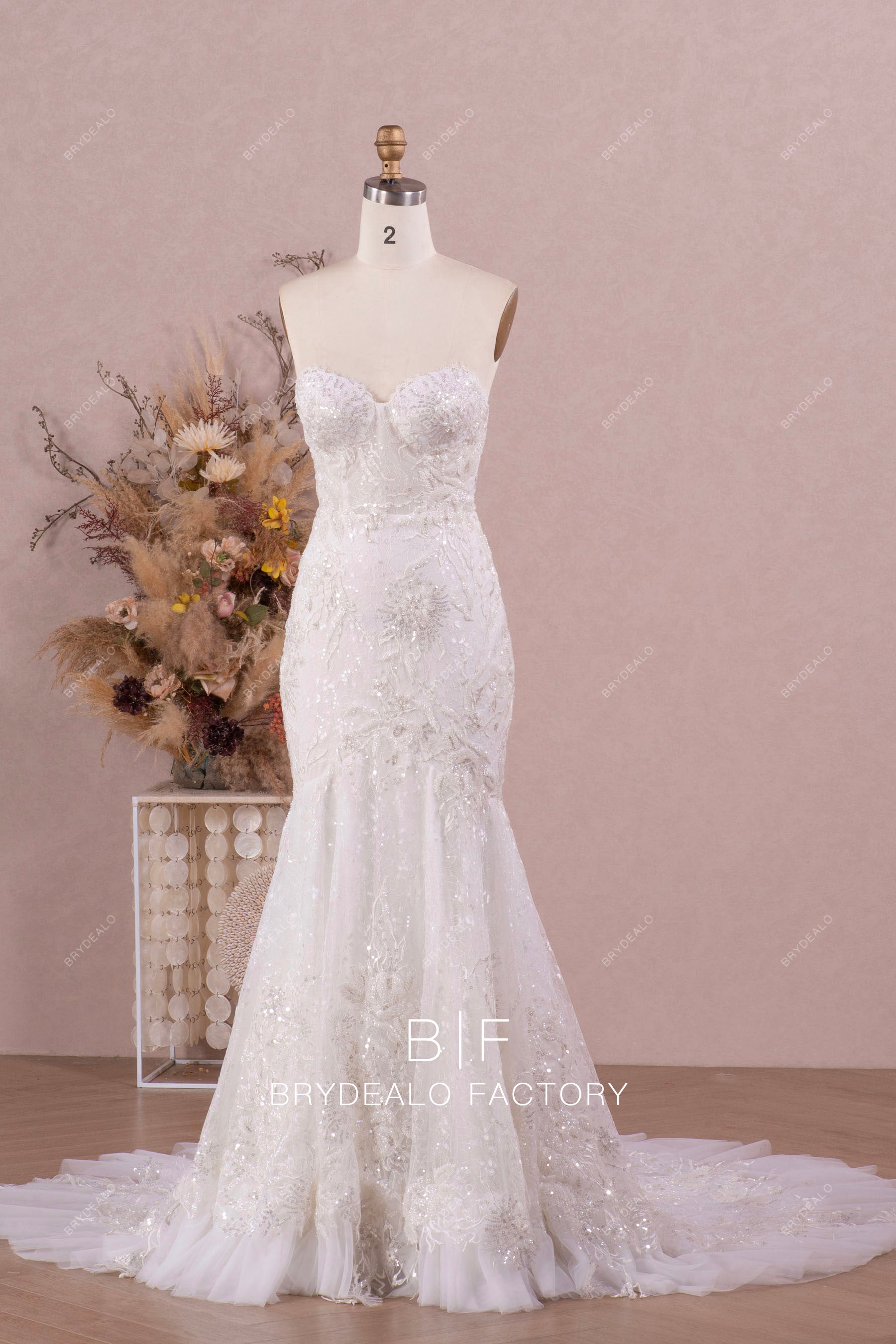 luxury sparkly lace mermaid bridal gown
