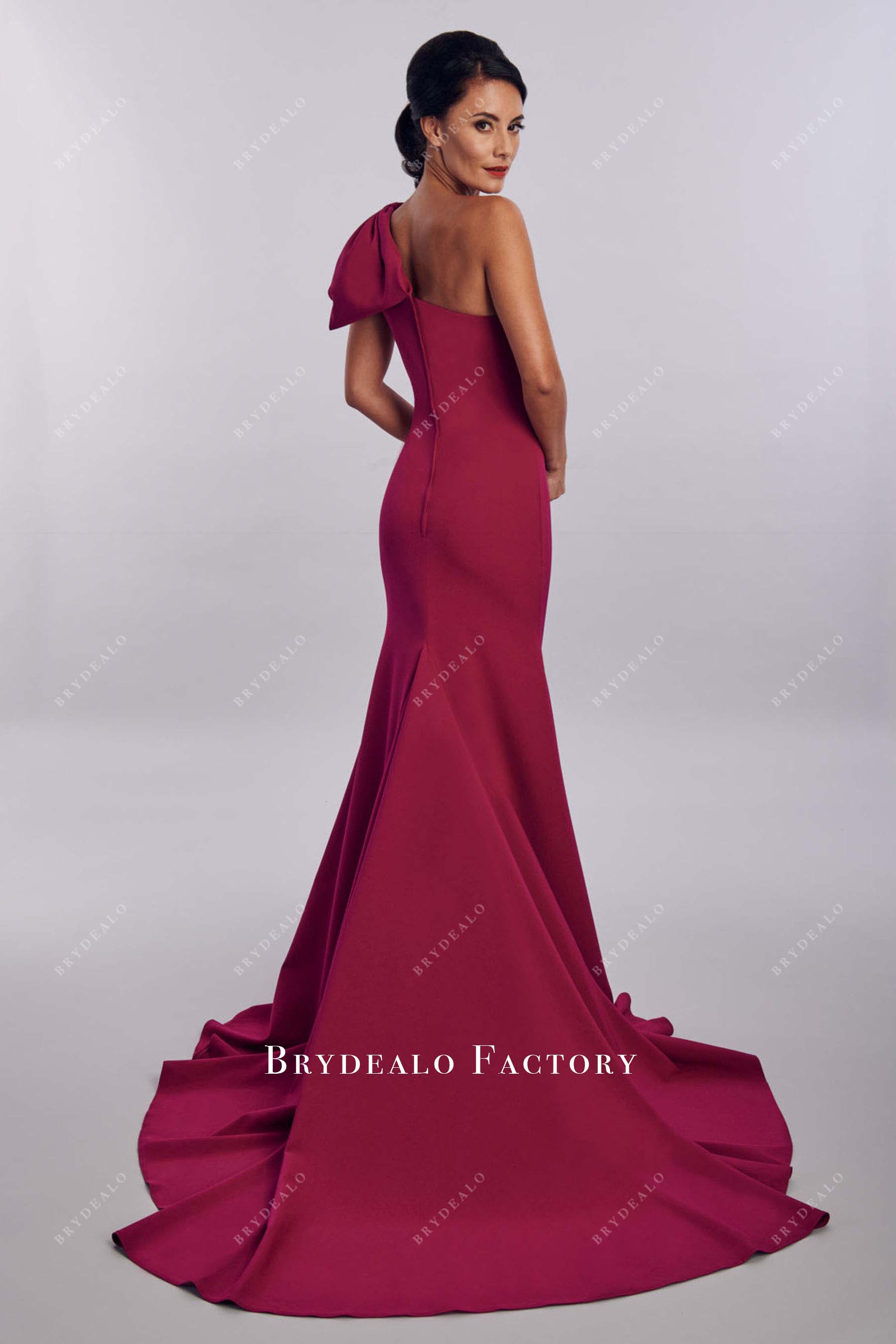 magenta bow mother of bride dress