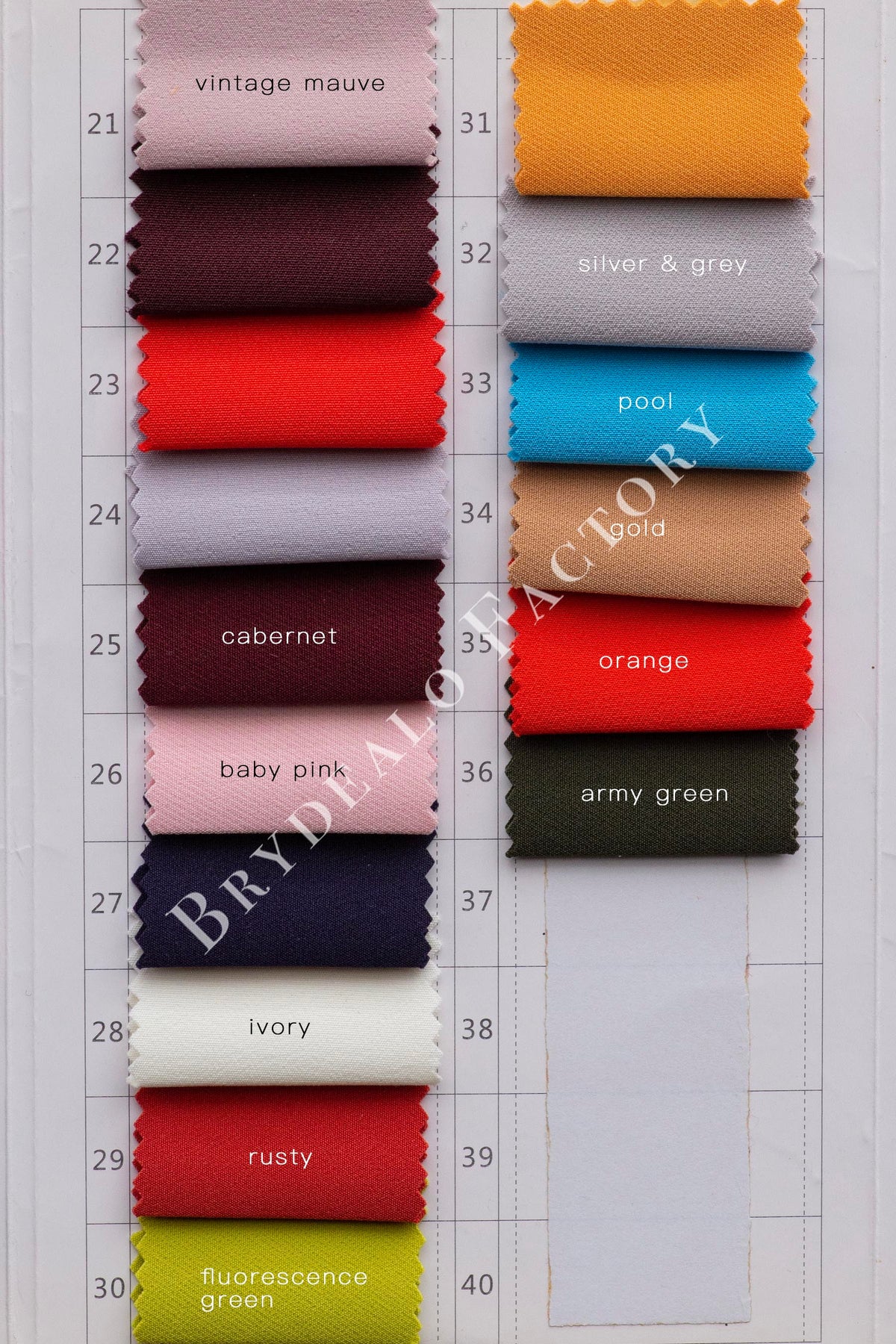 Crape Color Matte Elastic Thick Polyester Crepe Fabric Color Chart | 30+ Colors