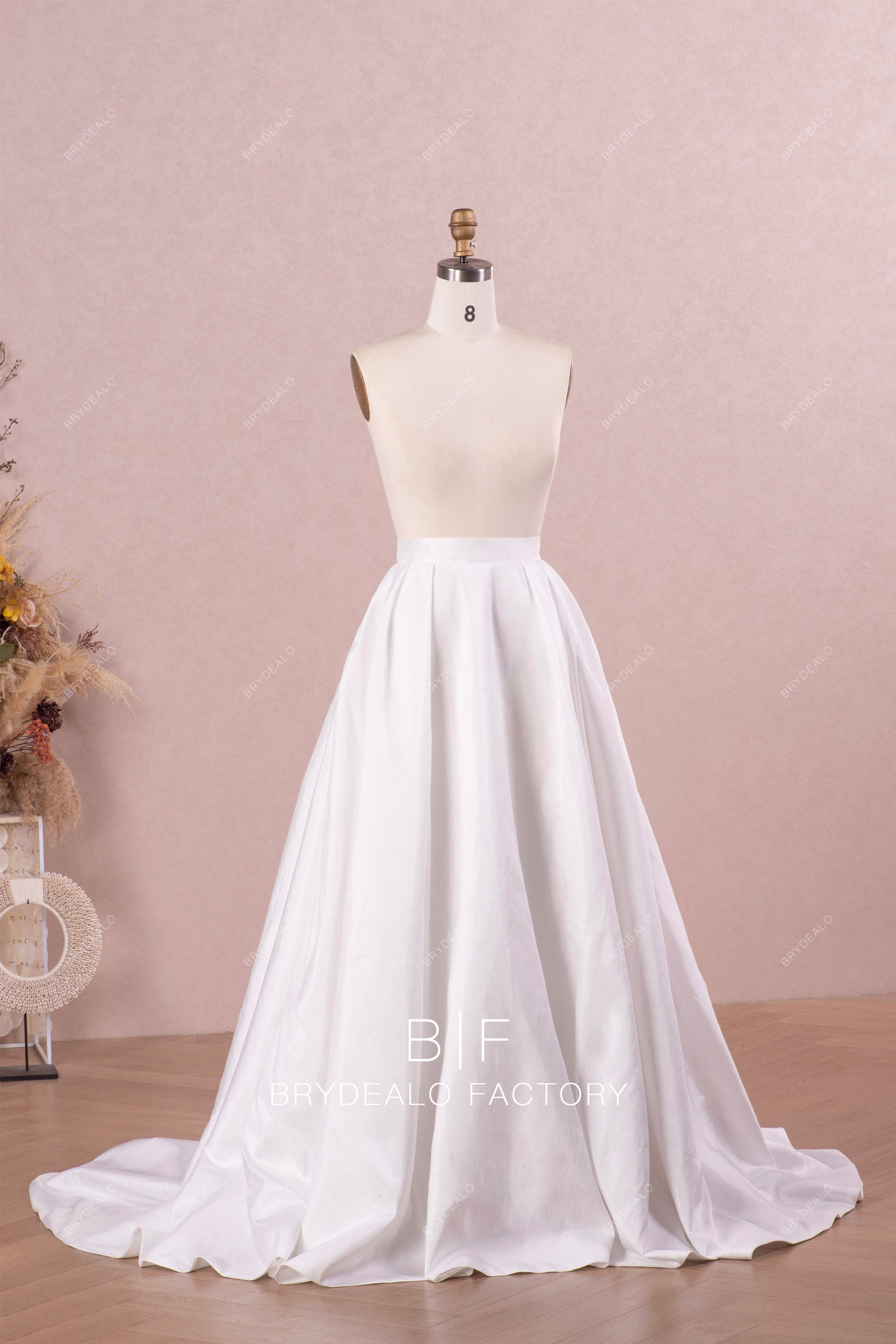 matte taffeta bridal overskirt