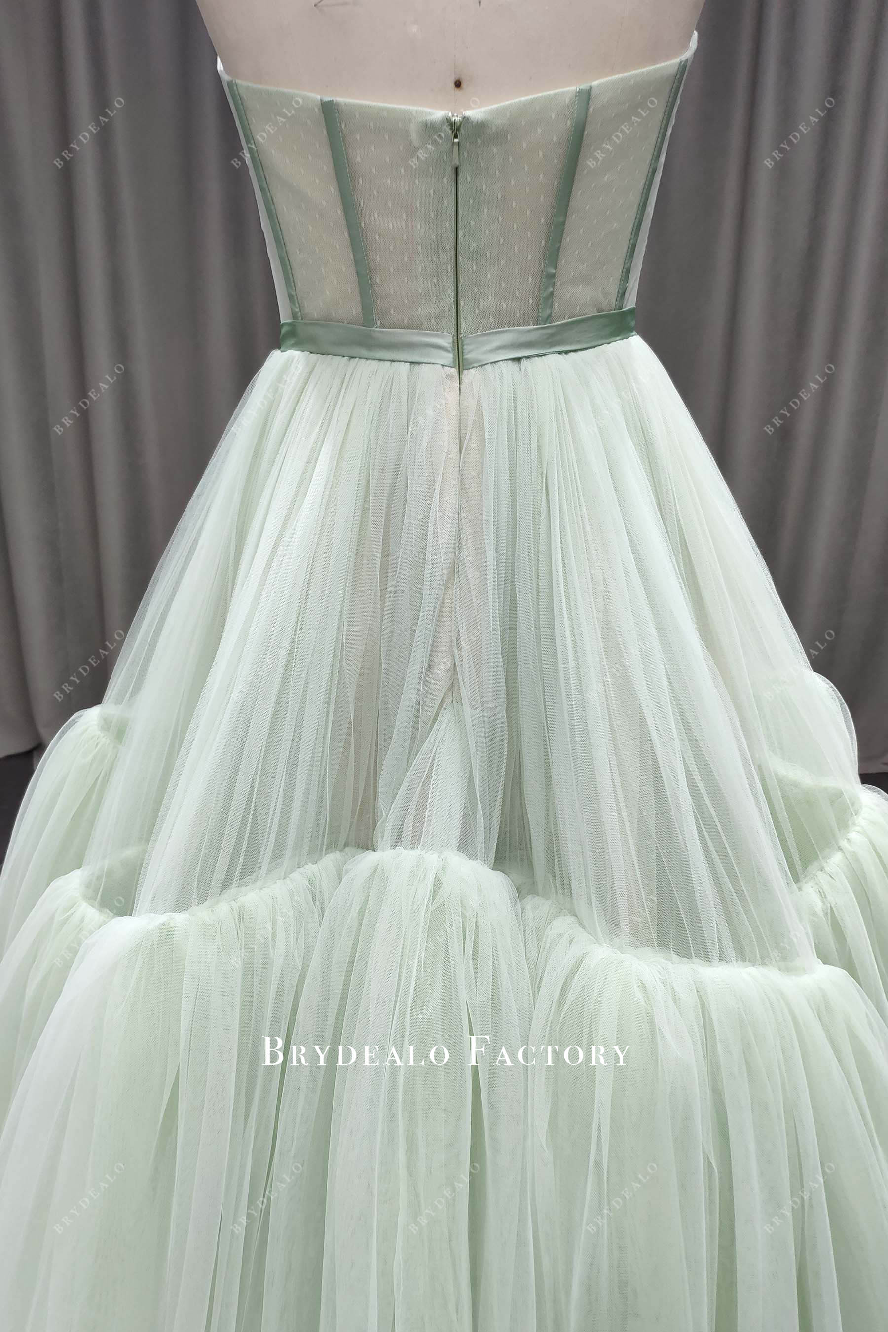 mint corset dot tulle wedding gown
