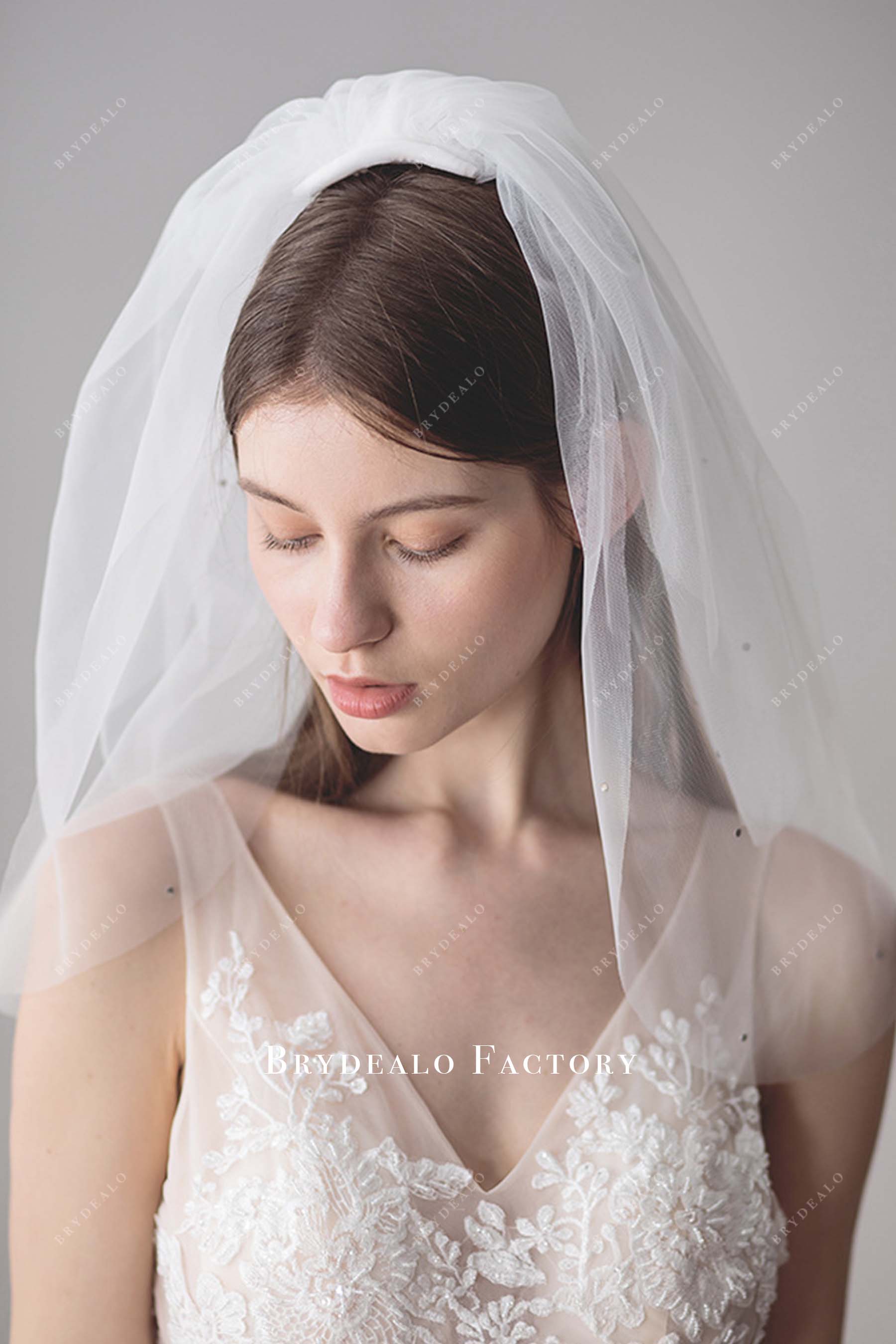 multi layer tulle raw cut bridal veil