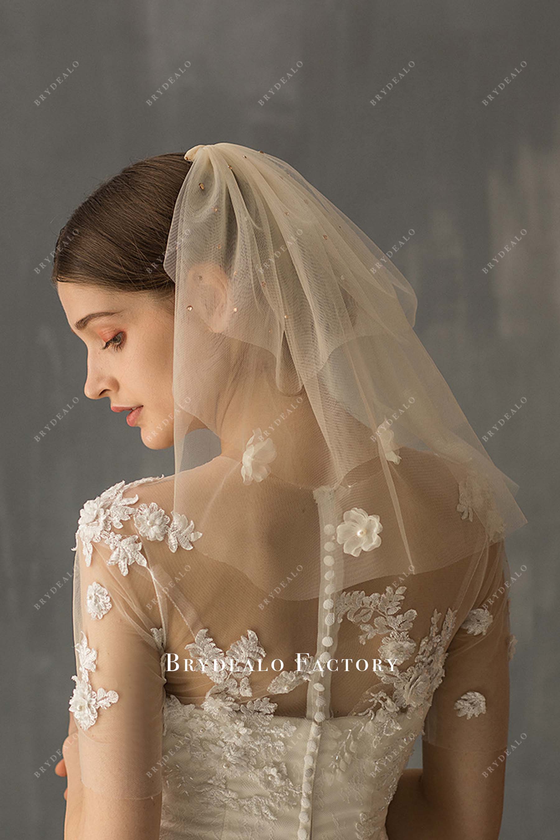 multi layered floral bridal veil